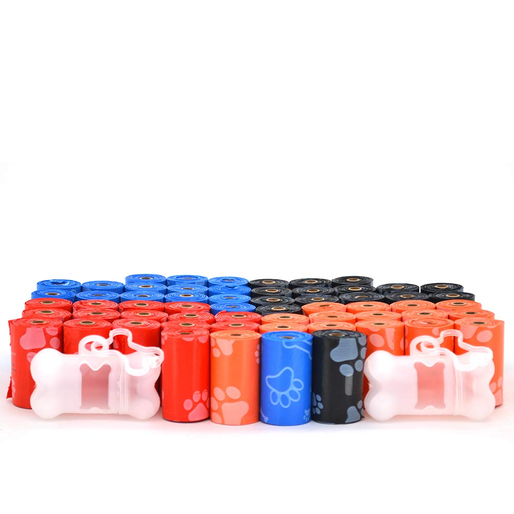 Best Pet Supplies Dog Poop Bags (150 Bags) for Waste Refuse Cleanup, Doggy Roll Replacements for Outdoor Puppy Walking and Travel, Leak Proof and Tear Resistant, Thick Plastic - Assorted Colors