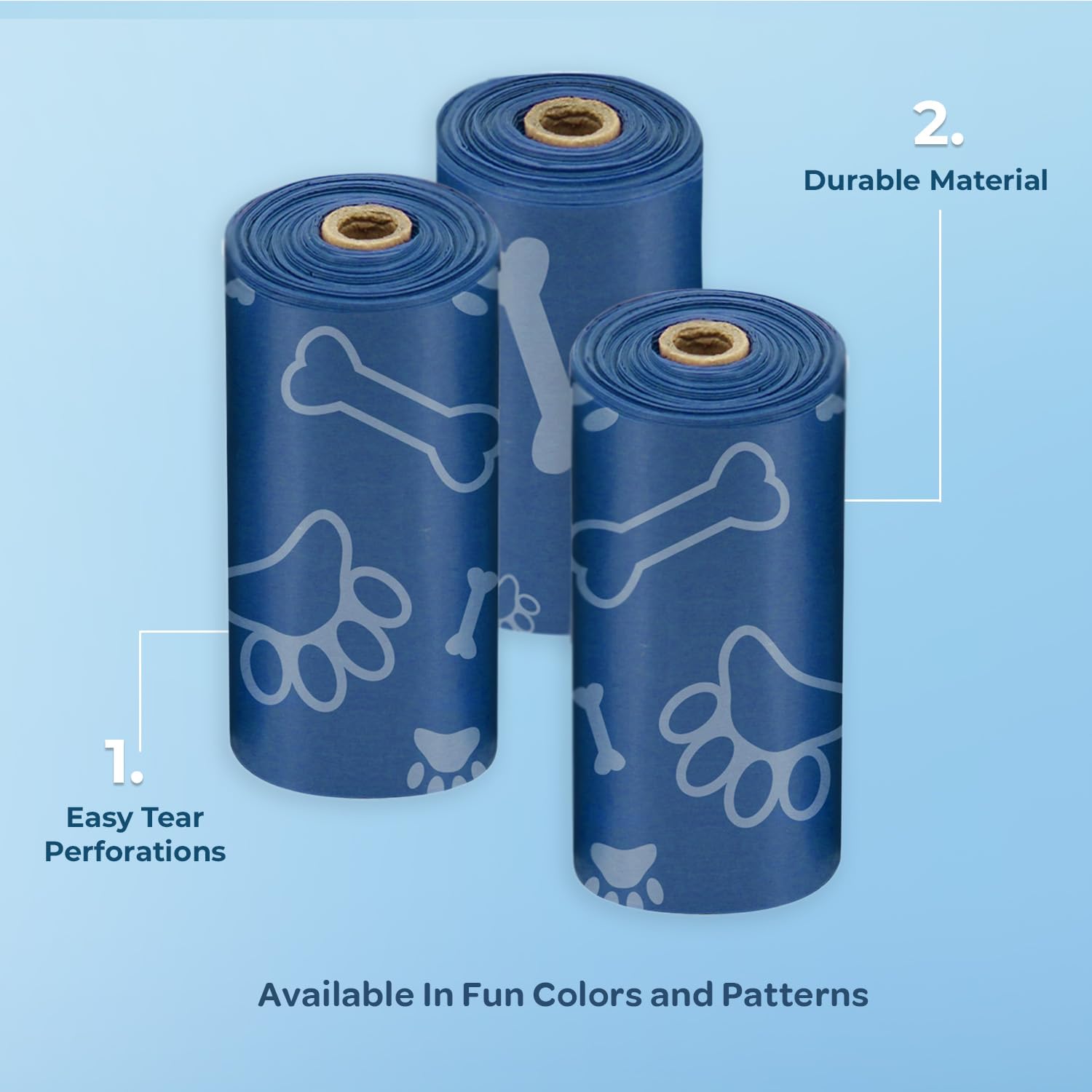 Best Pet Supplies Dog Poop Bags (150 Bags) for Waste Refuse Cleanup, Doggy Roll Replacements for Outdoor Puppy Walking and Travel, Leak Proof and Tear Resistant, Thick Plastic - Assorted Colors