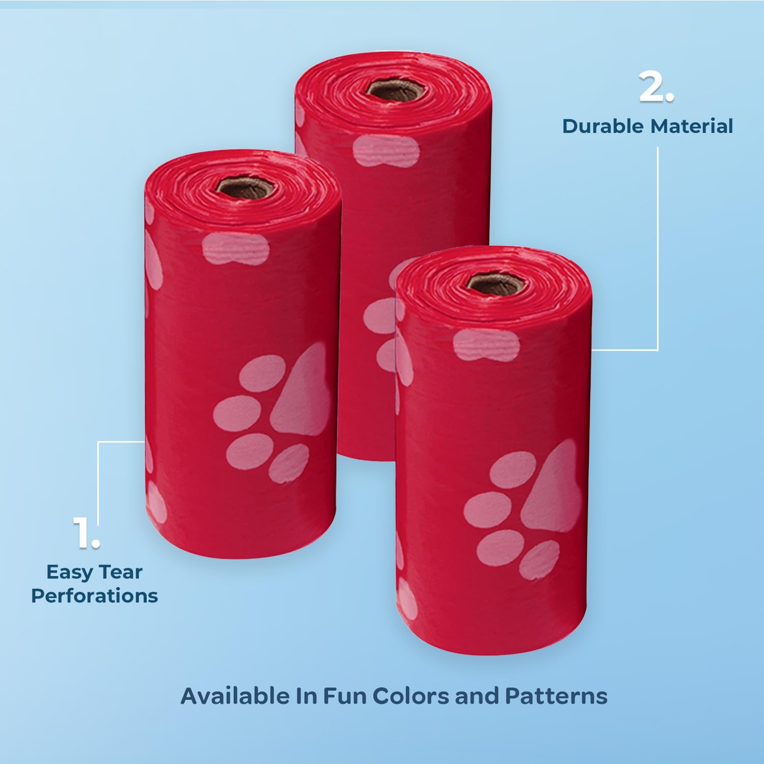 Best Pet Supplies Dog Poop Bags (150 Bags) for Waste Refuse Cleanup, Doggy Roll Replacements for Outdoor Puppy Walking and Travel, Leak Proof and Tear Resistant, Thick Plastic - Assorted Colors