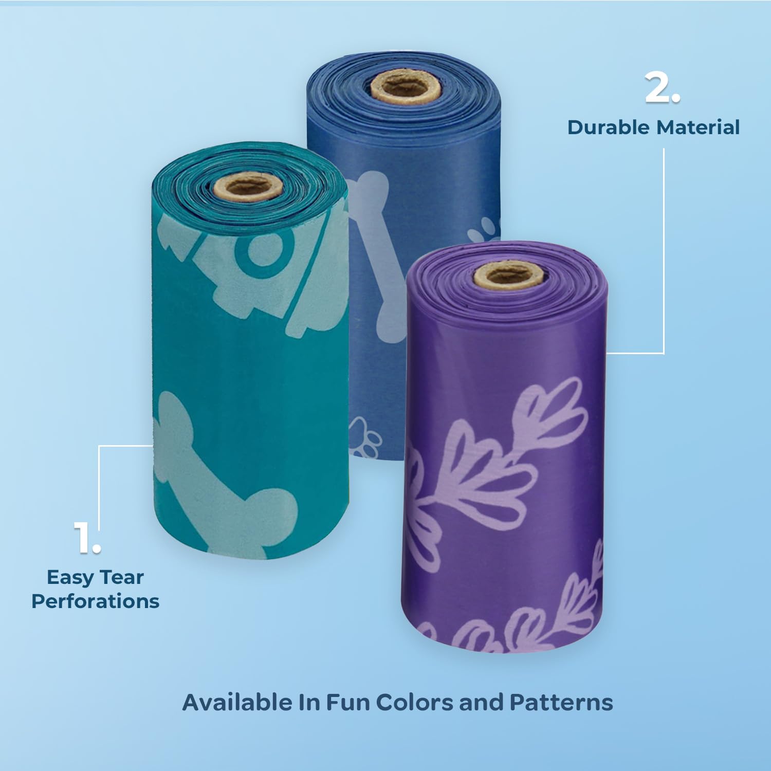 Best Pet Supplies Dog Poop Bags (150 Bags) for Waste Refuse Cleanup, Doggy Roll Replacements for Outdoor Puppy Walking and Travel, Leak Proof and Tear Resistant, Thick Plastic - Assorted Colors