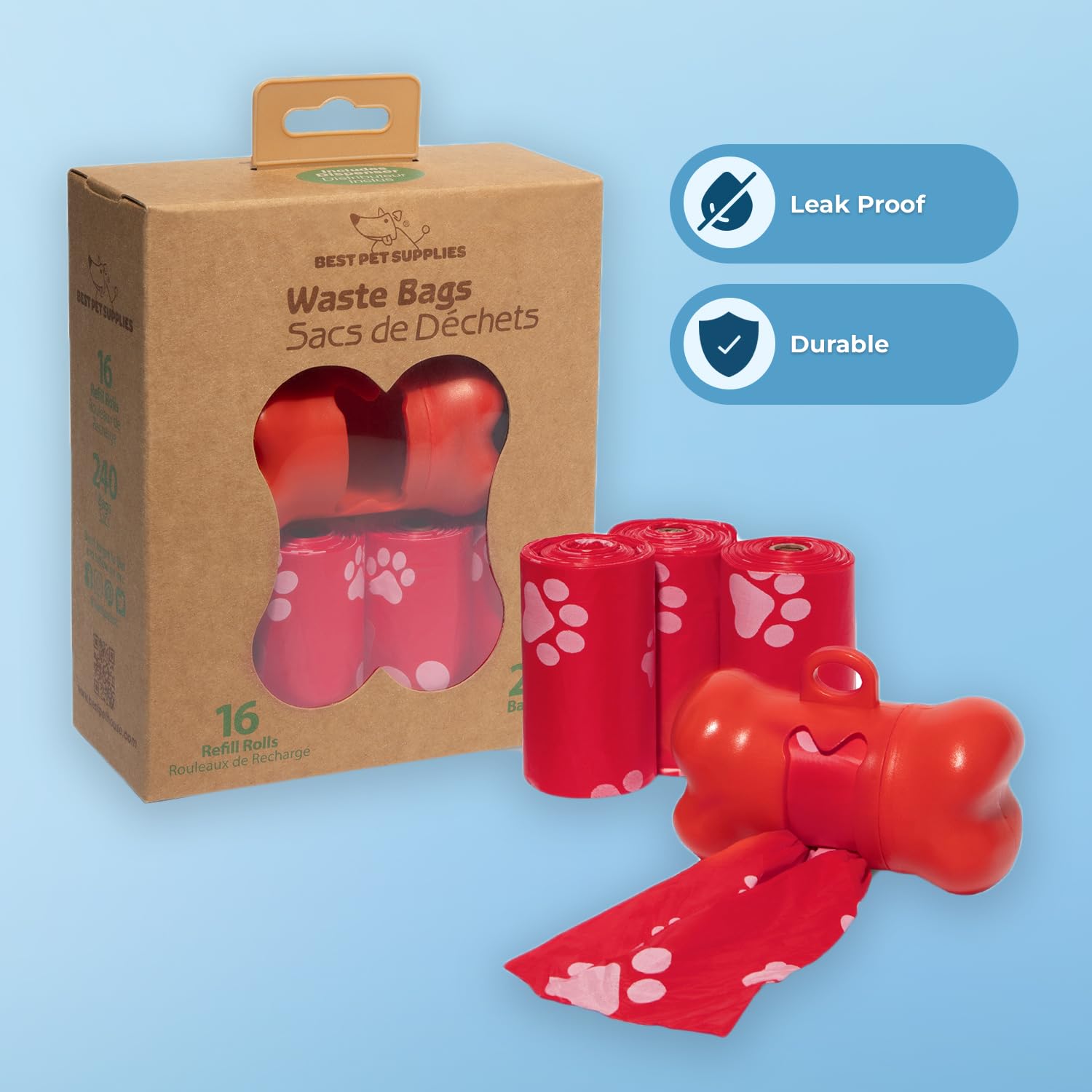 Best Pet Supplies Dog Poop Bags (150 Bags) for Waste Refuse Cleanup, Doggy Roll Replacements for Outdoor Puppy Walking and Travel, Leak Proof and Tear Resistant, Thick Plastic - Assorted Colors