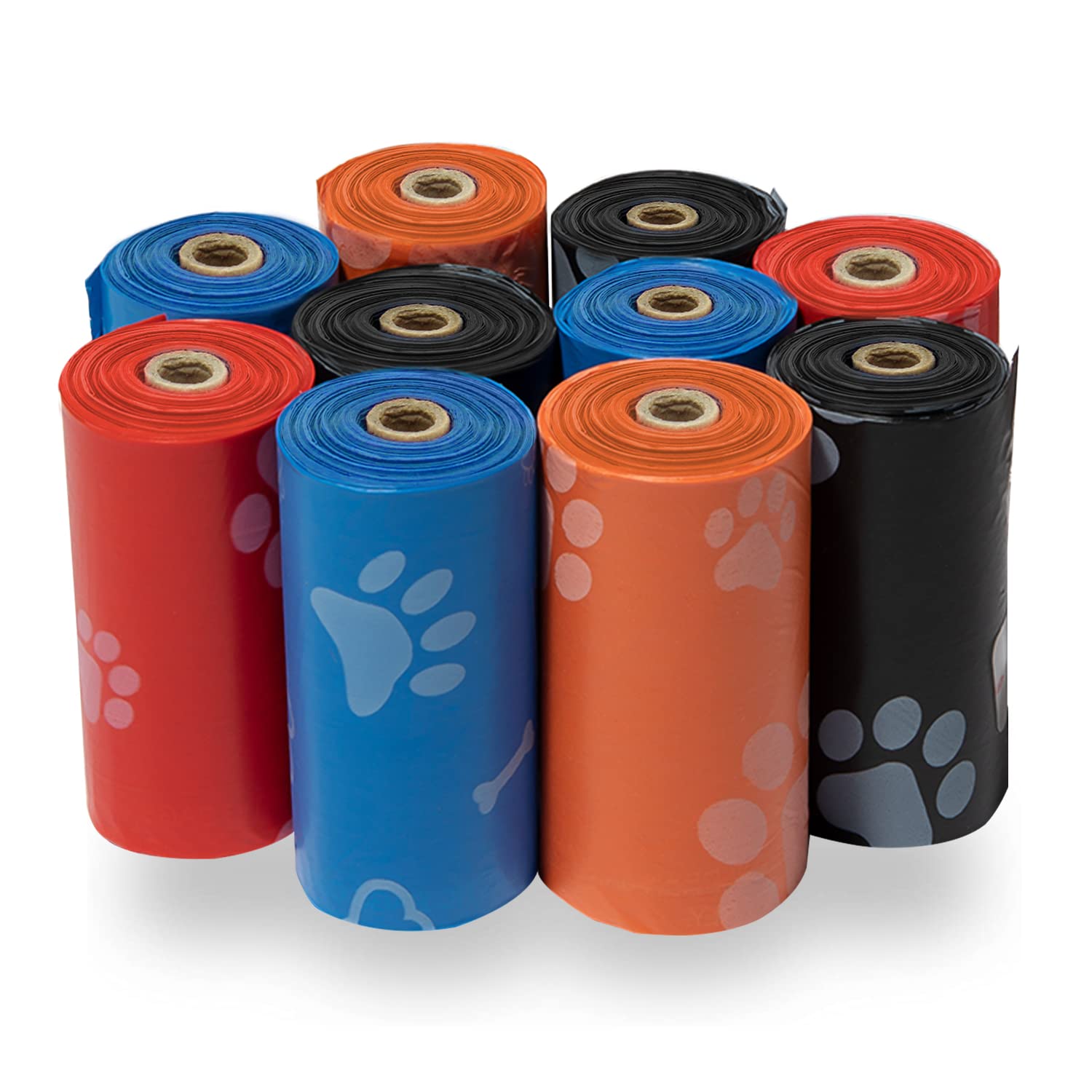 Best Pet Supplies Dog Poop Bags (150 Bags) for Waste Refuse Cleanup, Doggy Roll Replacements for Outdoor Puppy Walking and Travel, Leak Proof and Tear Resistant, Thick Plastic - Assorted Colors