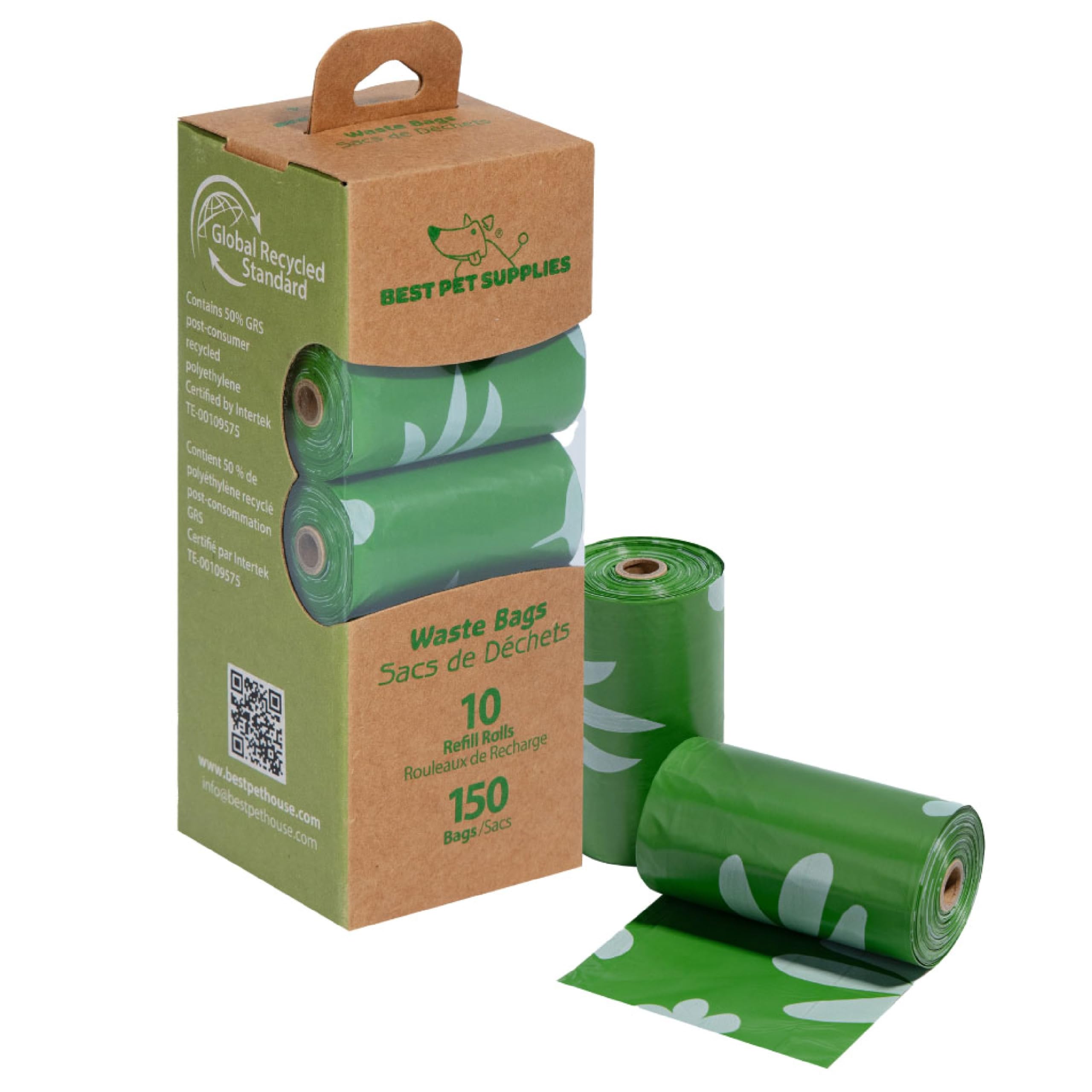 Best Pet Supplies Dog Poop Bags (150 Bags) for Waste Refuse Cleanup, Doggy Roll Replacements for Outdoor Puppy Walking and Travel, Leak Proof and Tear Resistant, Thick Plastic - Assorted Colors