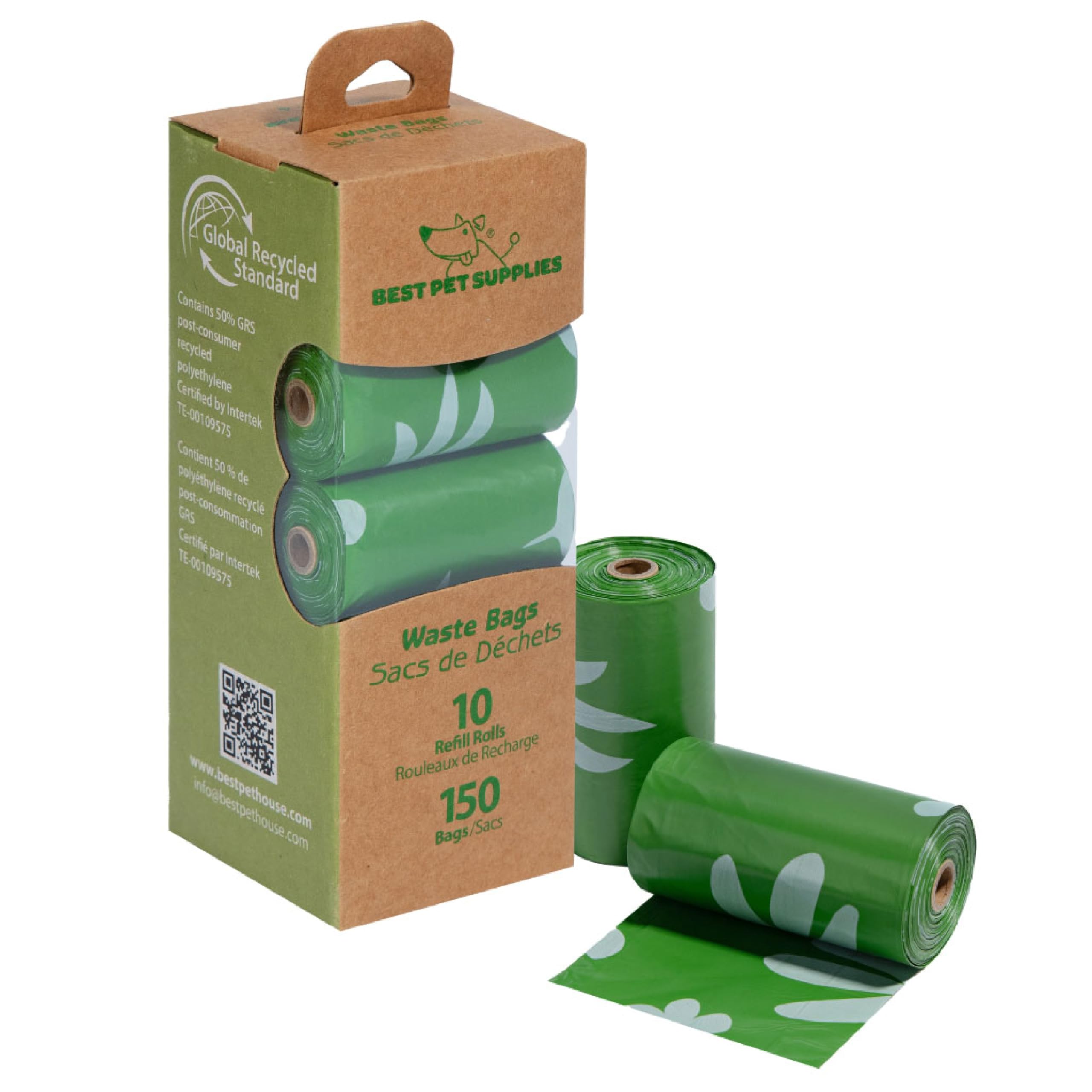 Best Pet Supplies Dog Poop Bags (150 Bags) for Waste Refuse Cleanup, Doggy Roll Replacements for Outdoor Puppy Walking and Travel, Leak Proof and Tear Resistant, Thick Plastic - Assorted Colors
