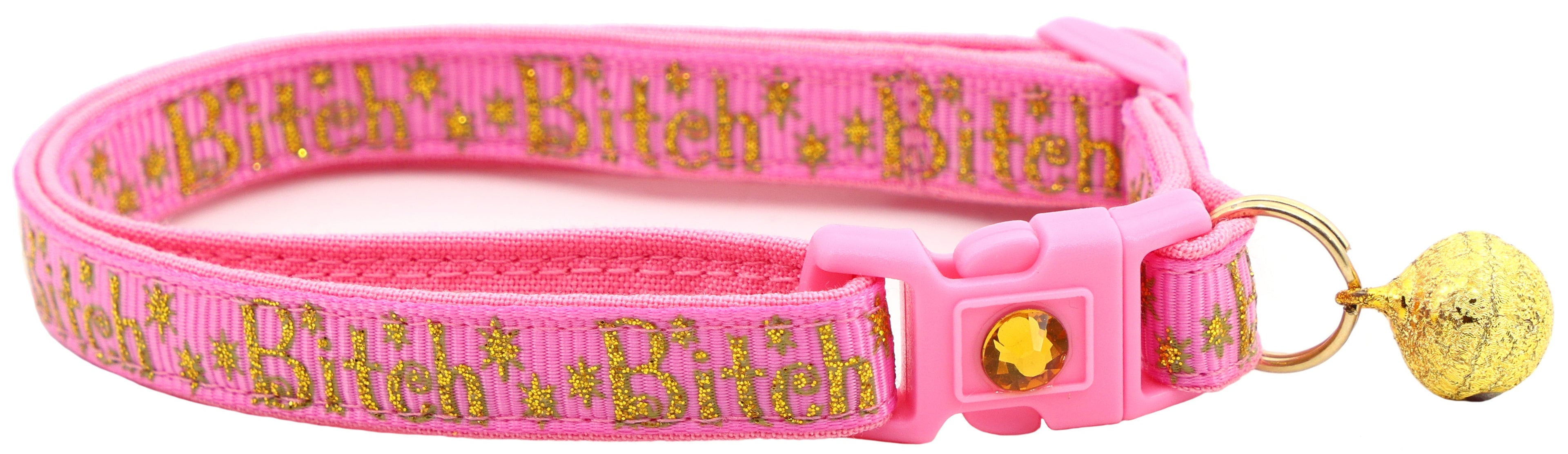 Gold Bitch Breakaway Cat Collar-8
