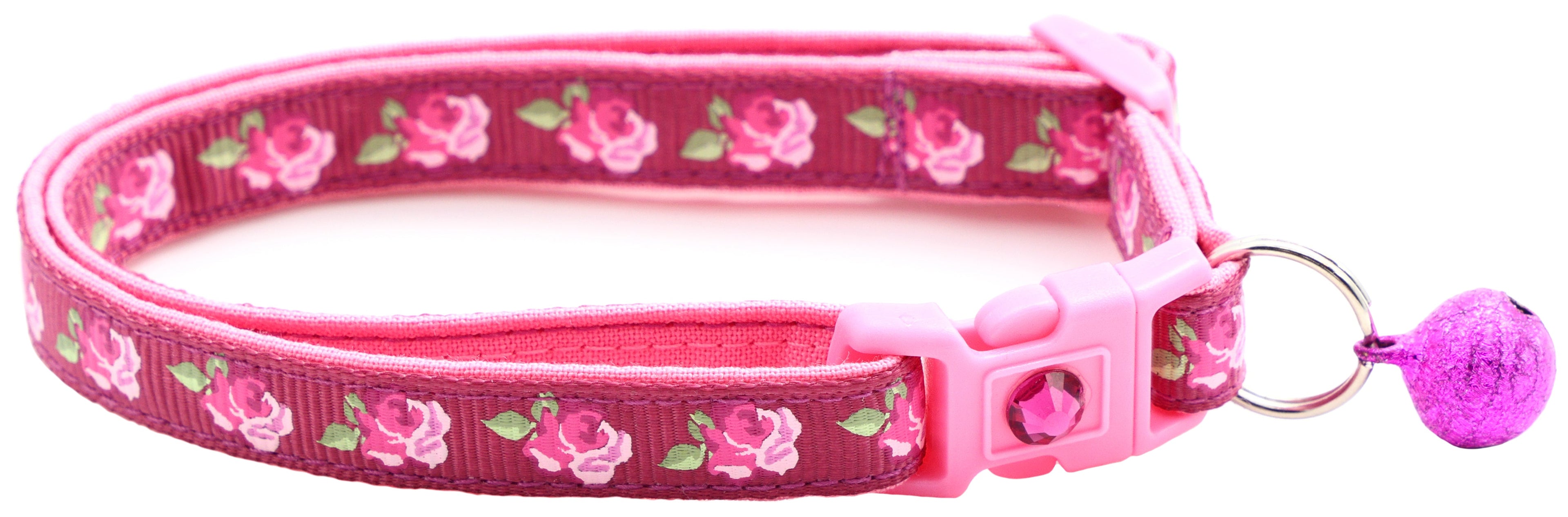 Pink Tea Party Roses Breakaway Cat Collar-11