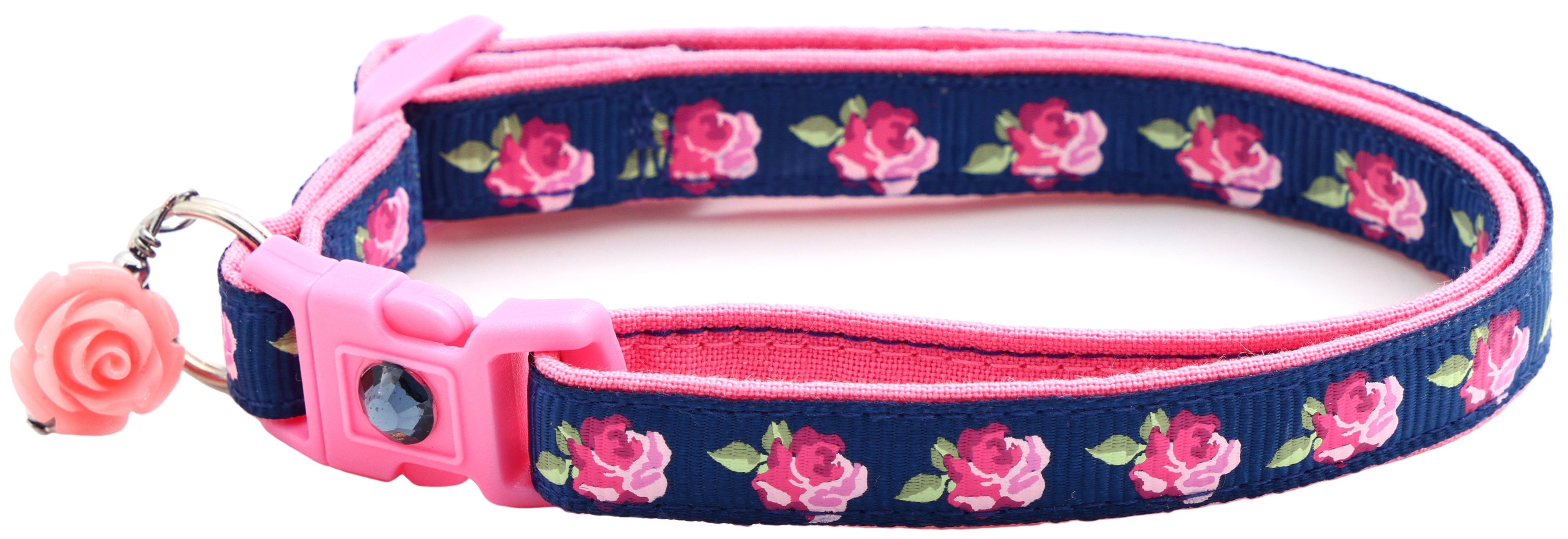 Pink Tea Party Roses Breakaway Cat Collar-17