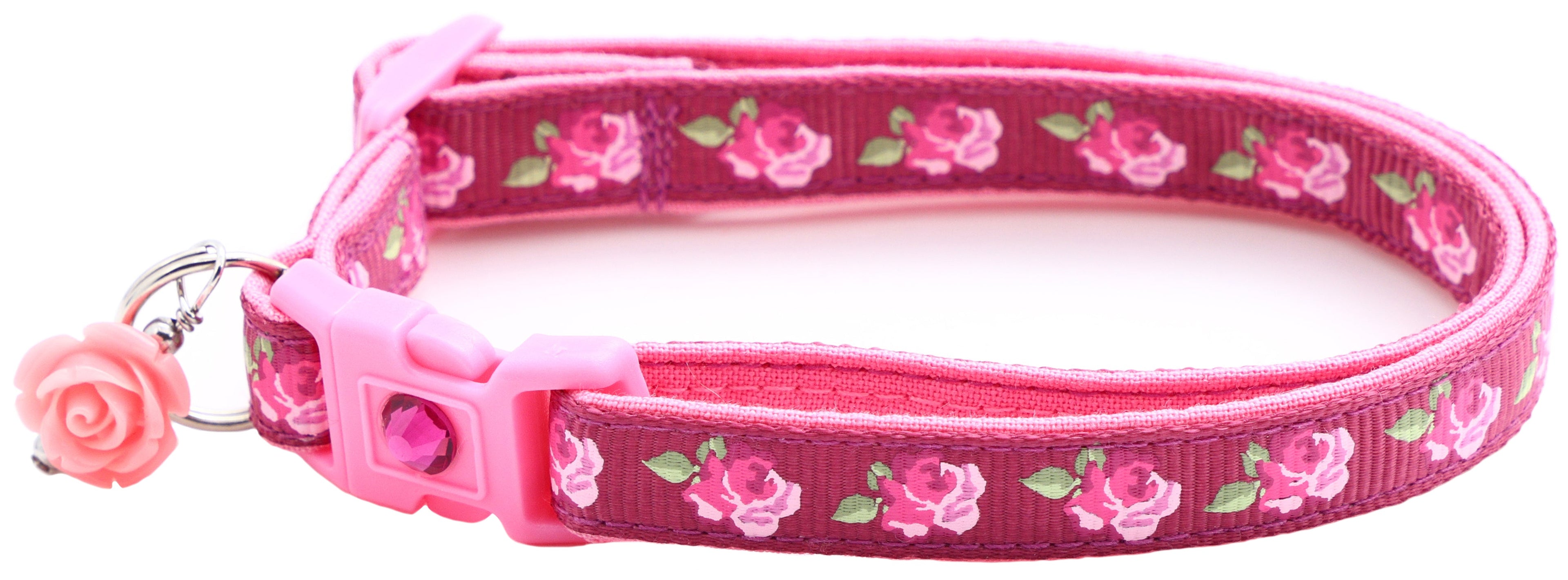 Pink Tea Party Roses Breakaway Cat Collar-18