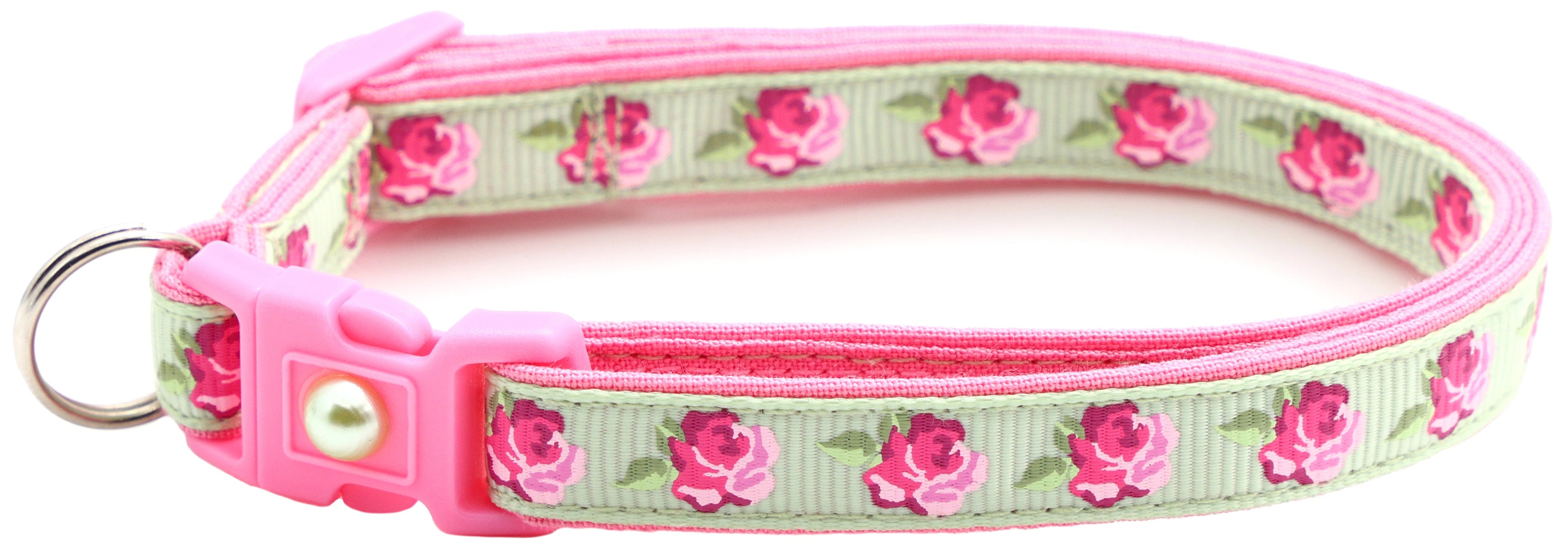 Pink Tea Party Roses Breakaway Cat Collar-3