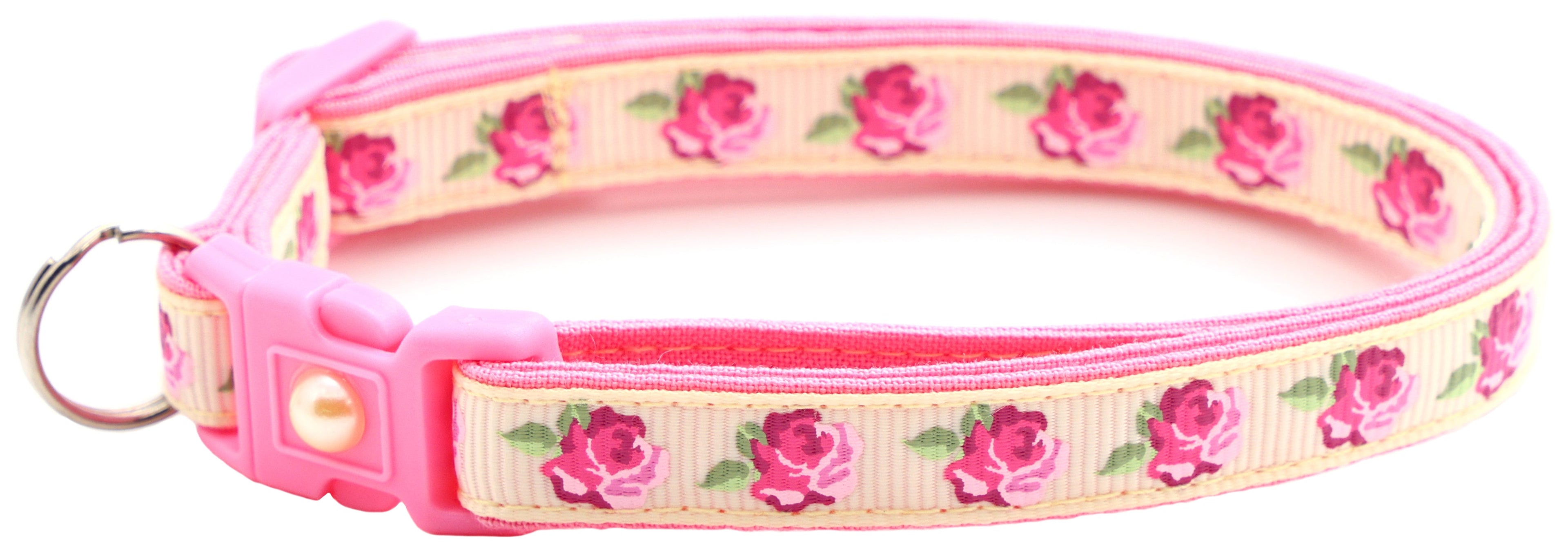 Pink Tea Party Roses Breakaway Cat Collar-30
