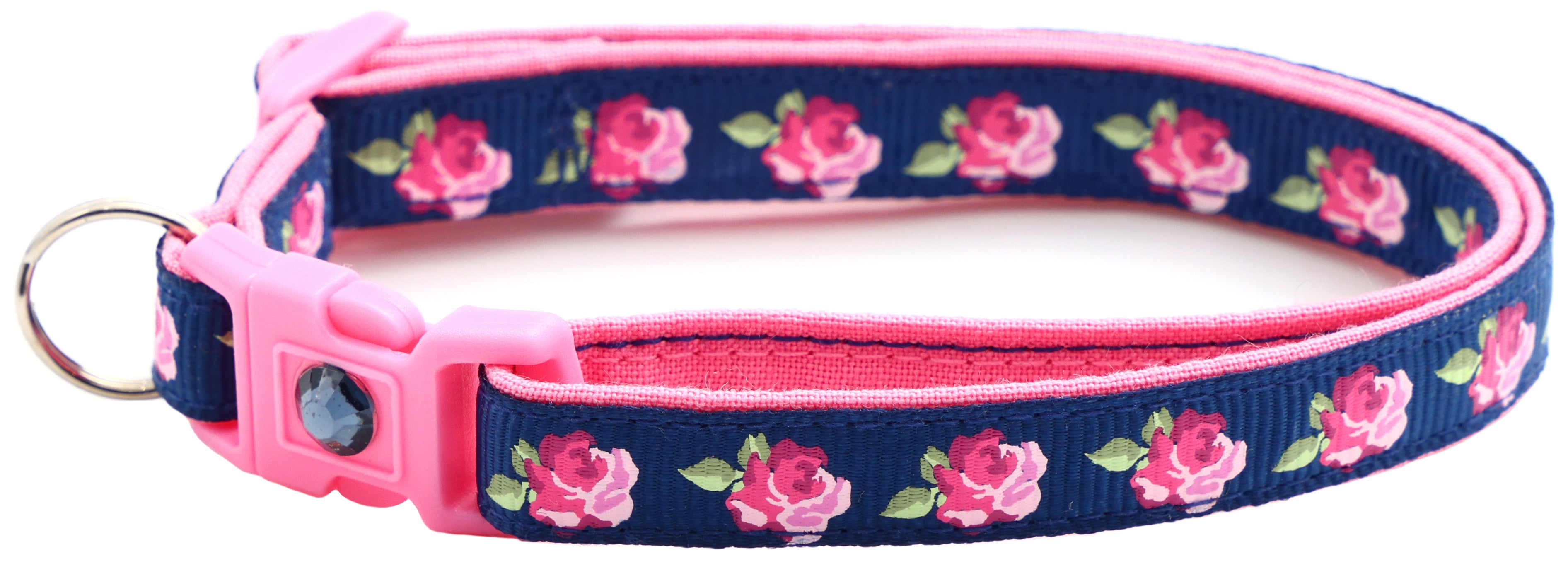 Pink Tea Party Roses Breakaway Cat Collar-31