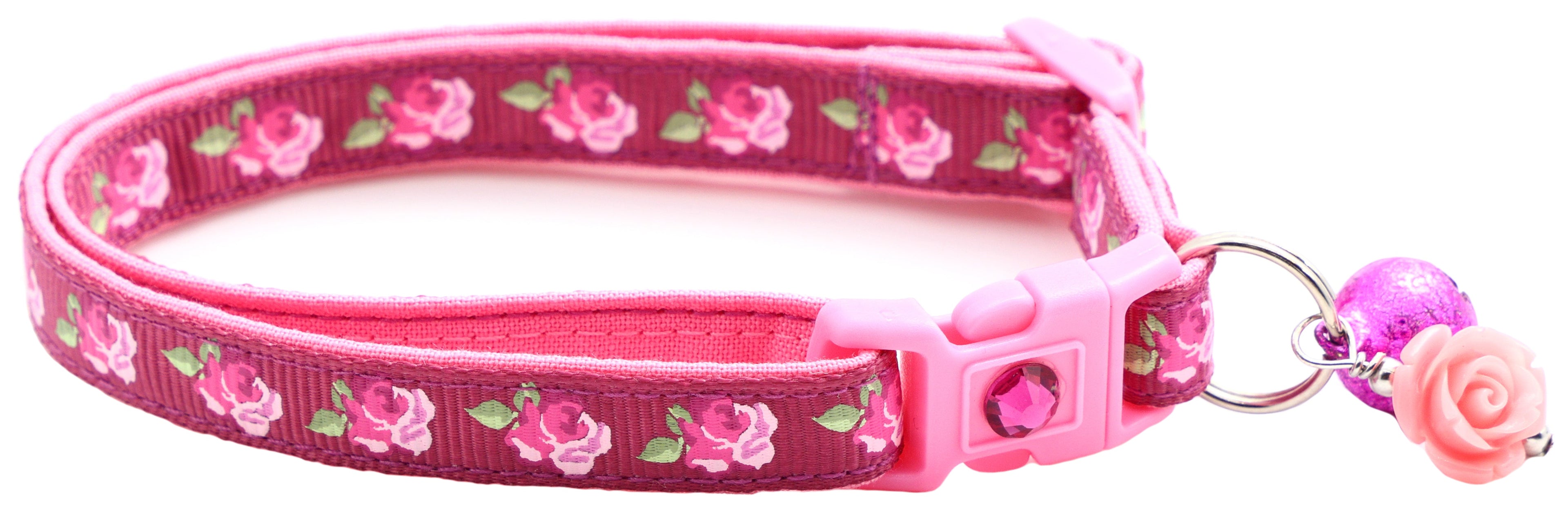 Pink Tea Party Roses Breakaway Cat Collar-25