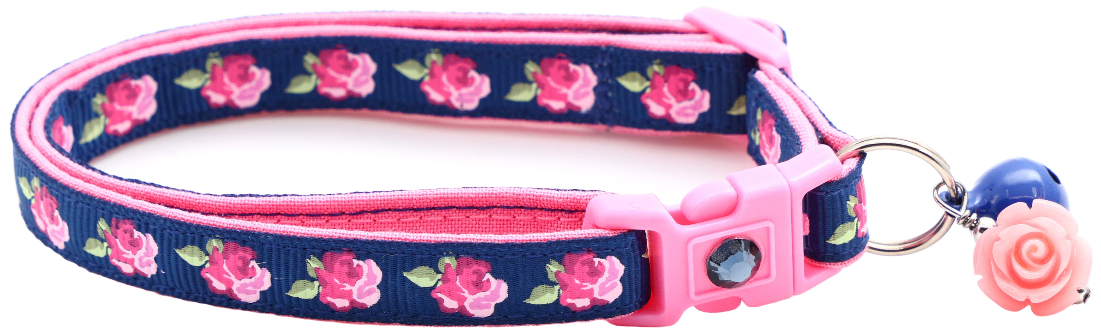 Pink Tea Party Roses Breakaway Cat Collar-24