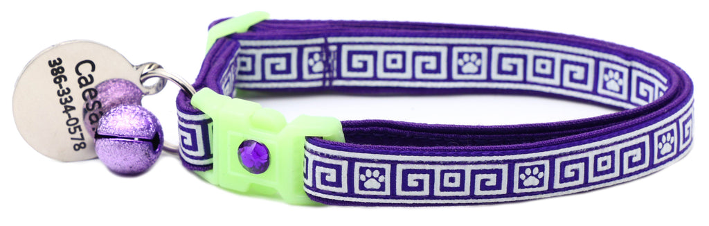 Greek Key Breakaway Cat Collar-49