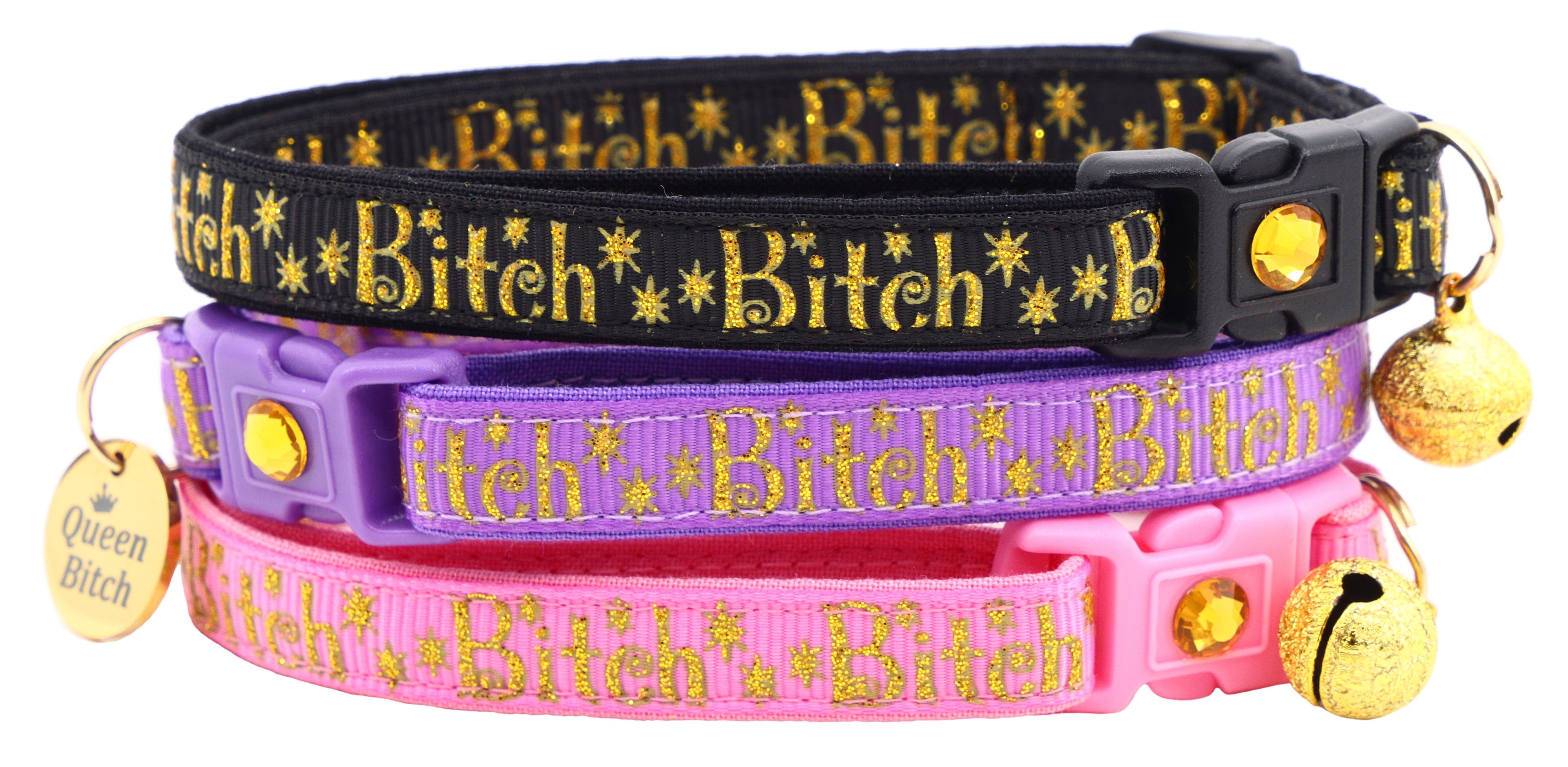 Gold Bitch Breakaway Cat Collar-0