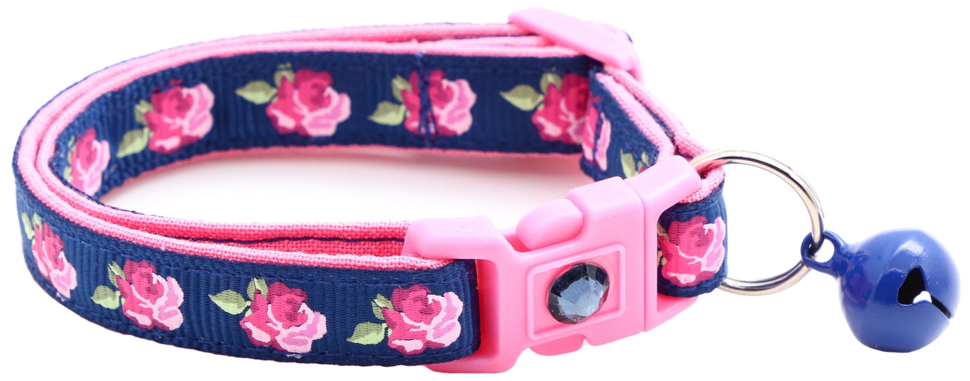 Pink Tea Party Roses Breakaway Cat Collar-7