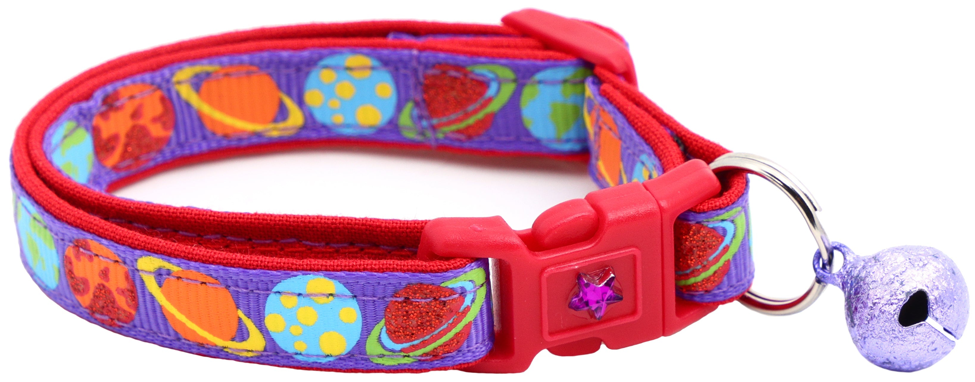 Planets on Purple Cat Collar-1