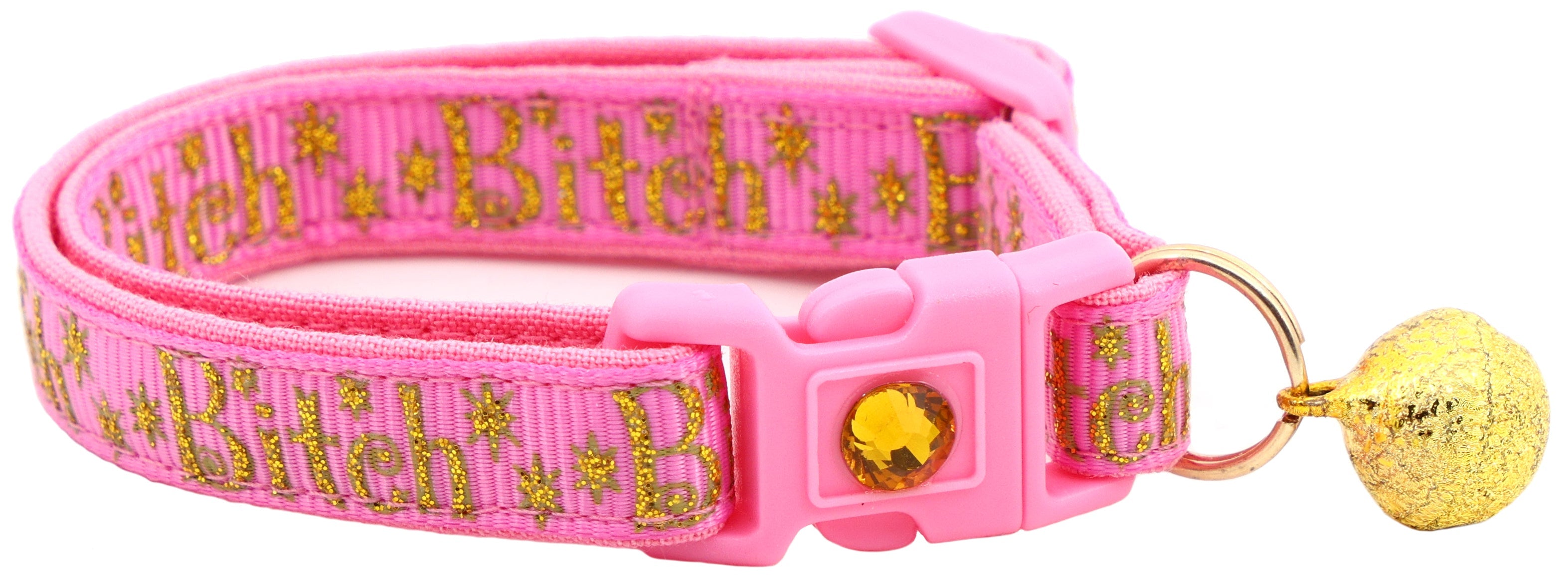 Gold Bitch Breakaway Cat Collar-6