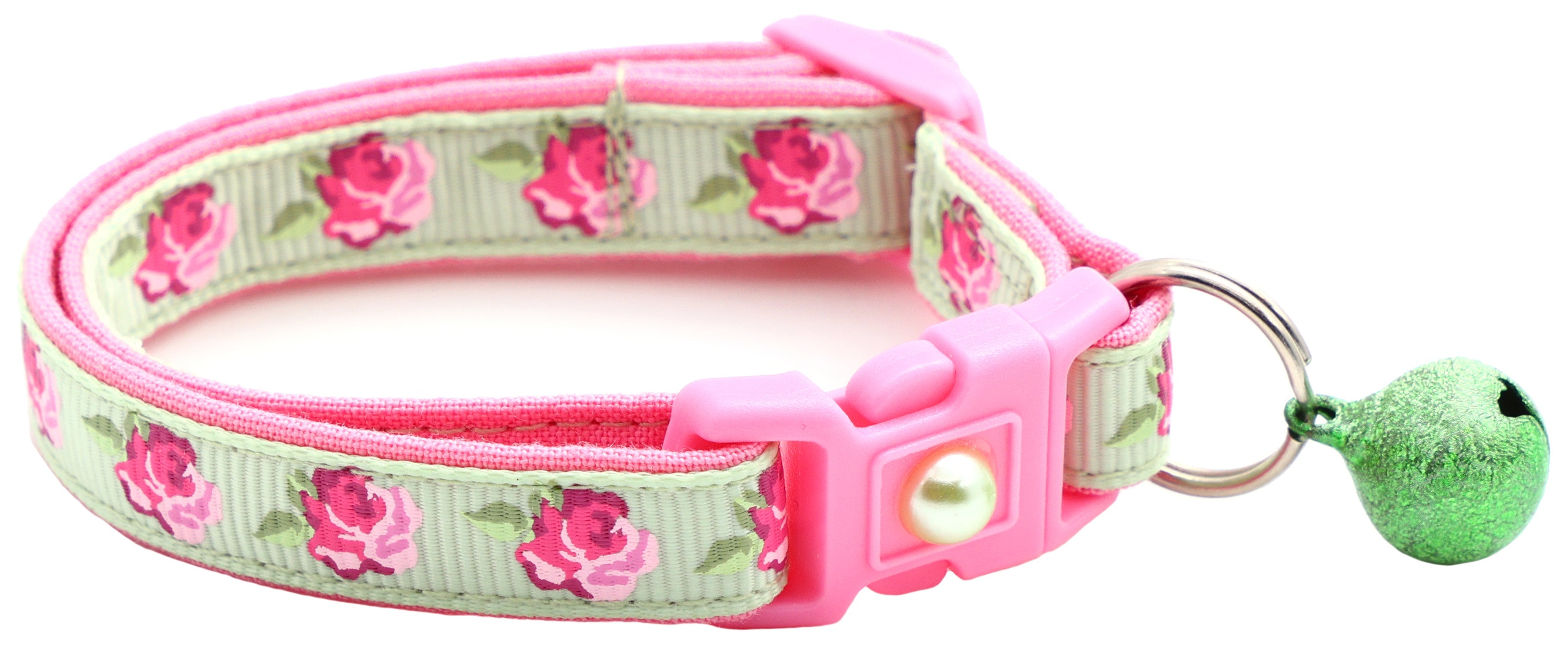 Pink Tea Party Roses Breakaway Cat Collar-5