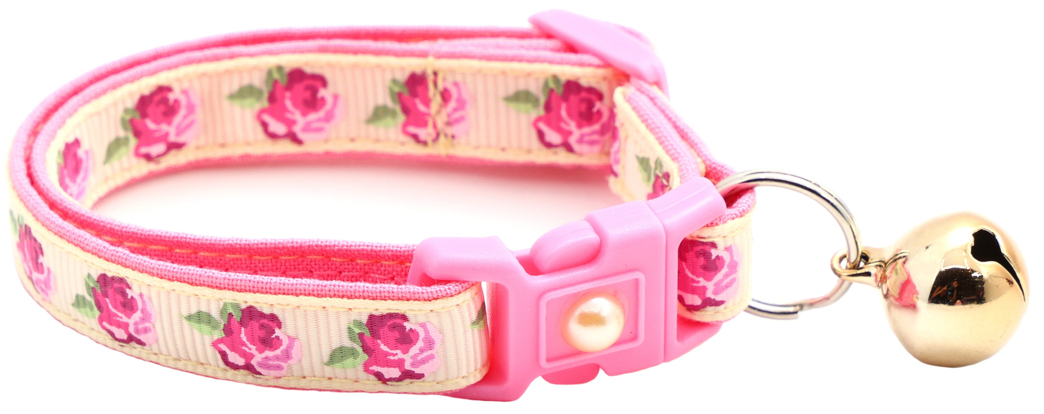 Pink Tea Party Roses Breakaway Cat Collar-6