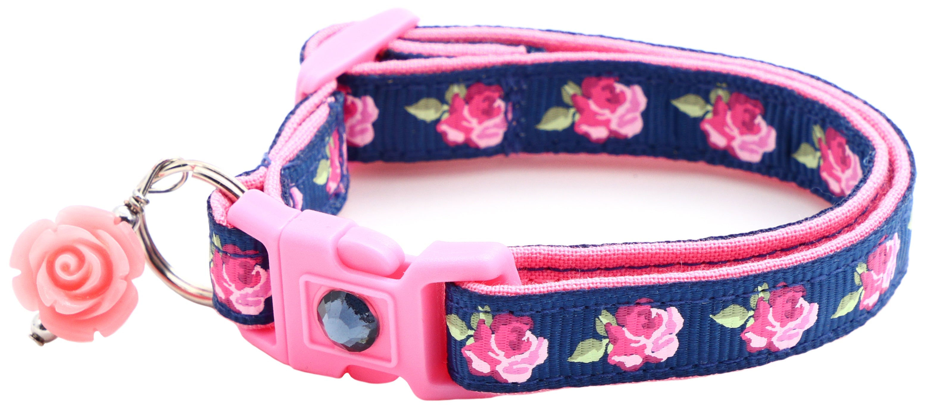 Pink Tea Party Roses Breakaway Cat Collar-14