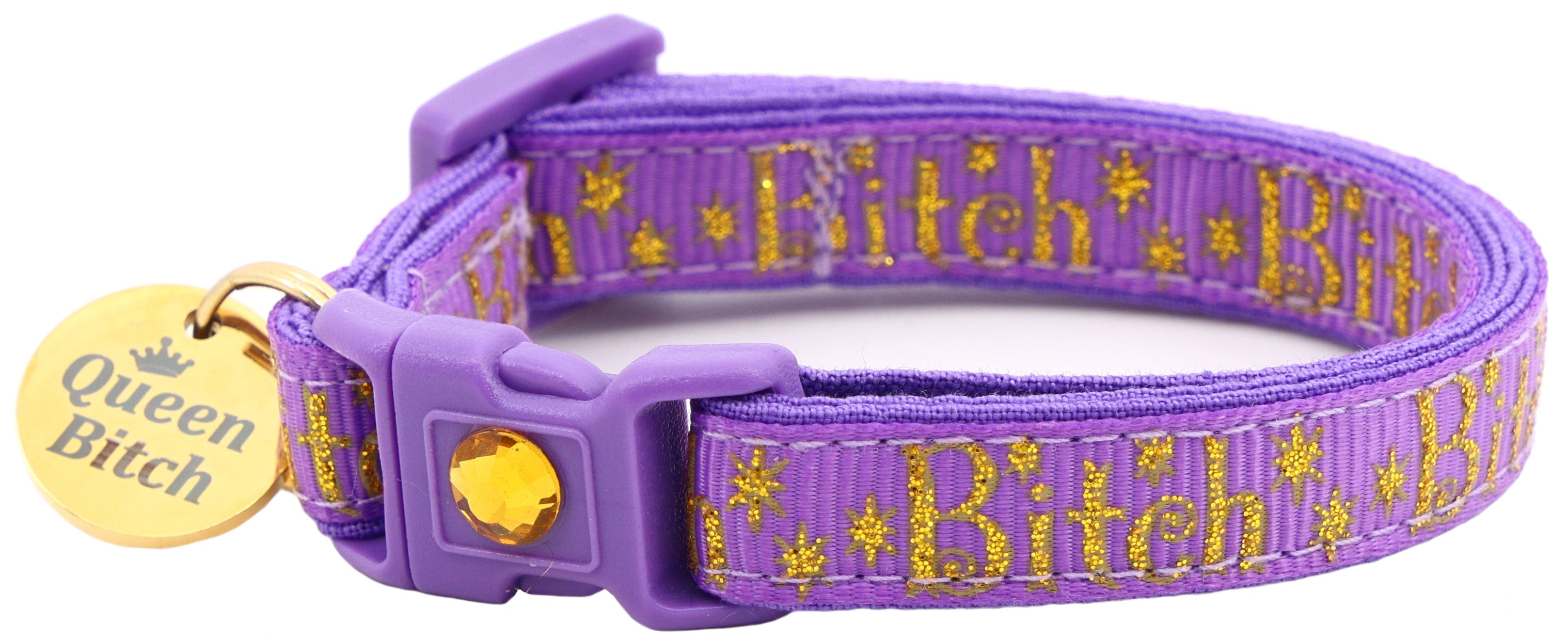 Gold Bitch Breakaway Cat Collar-10