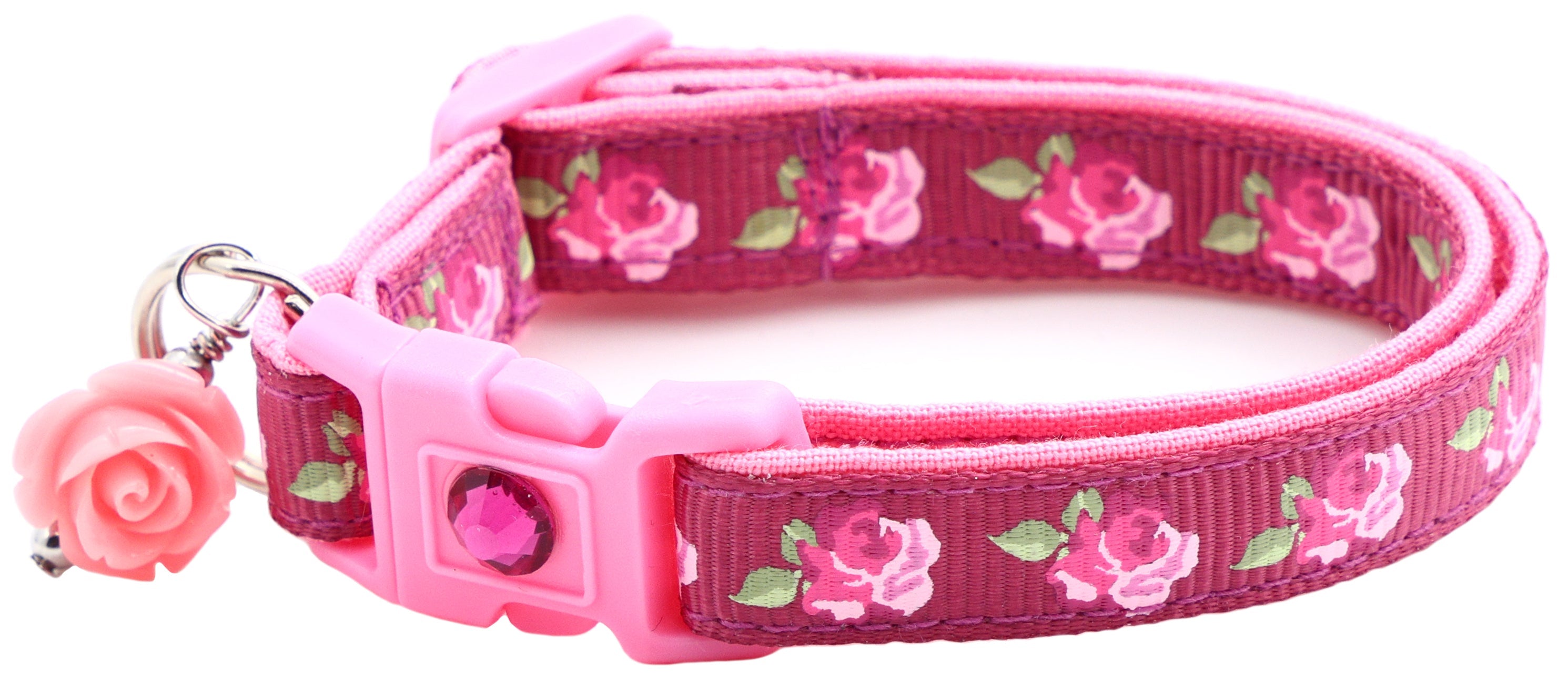Pink Tea Party Roses Breakaway Cat Collar-15