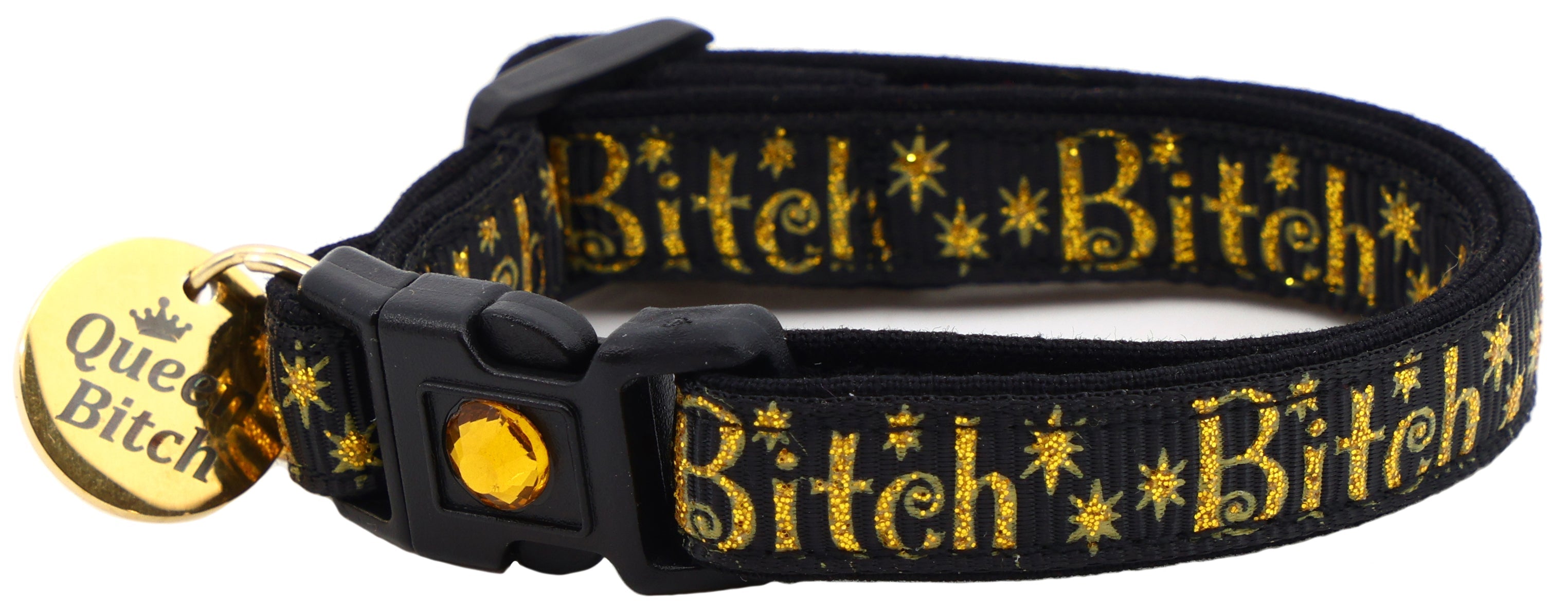 Gold Bitch Breakaway Cat Collar-12