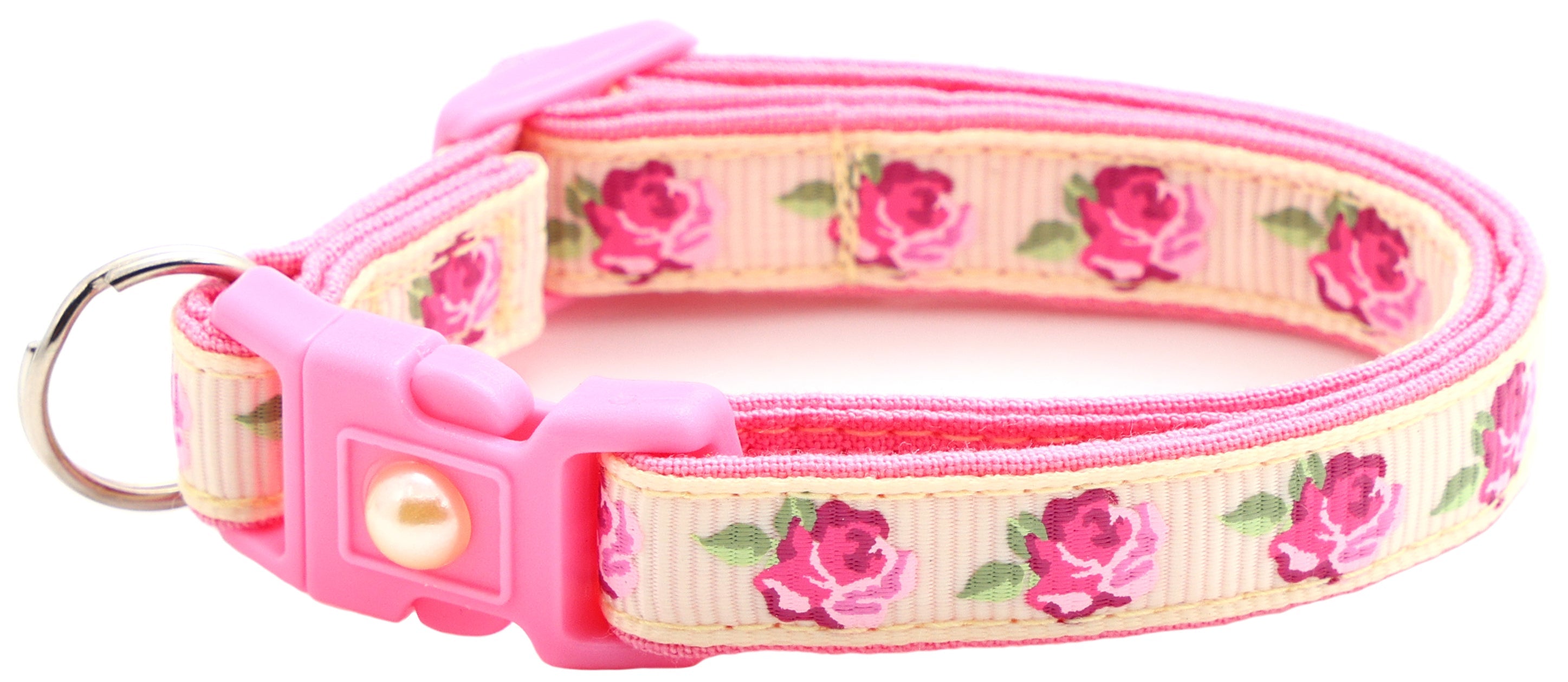 Pink Tea Party Roses Breakaway Cat Collar-27