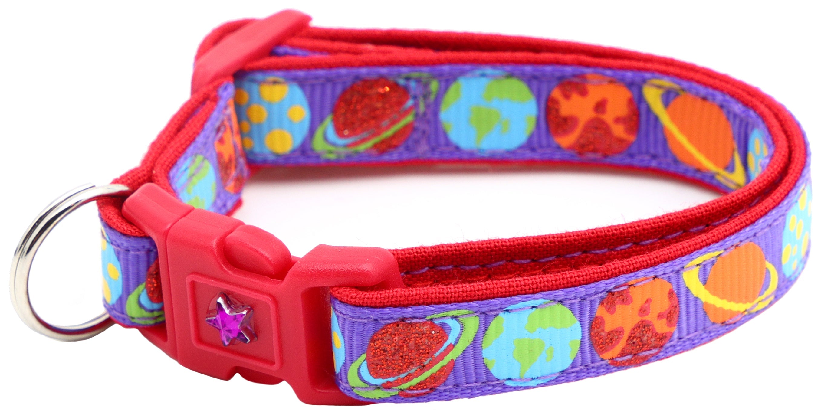 Planets on Purple Cat Collar-3