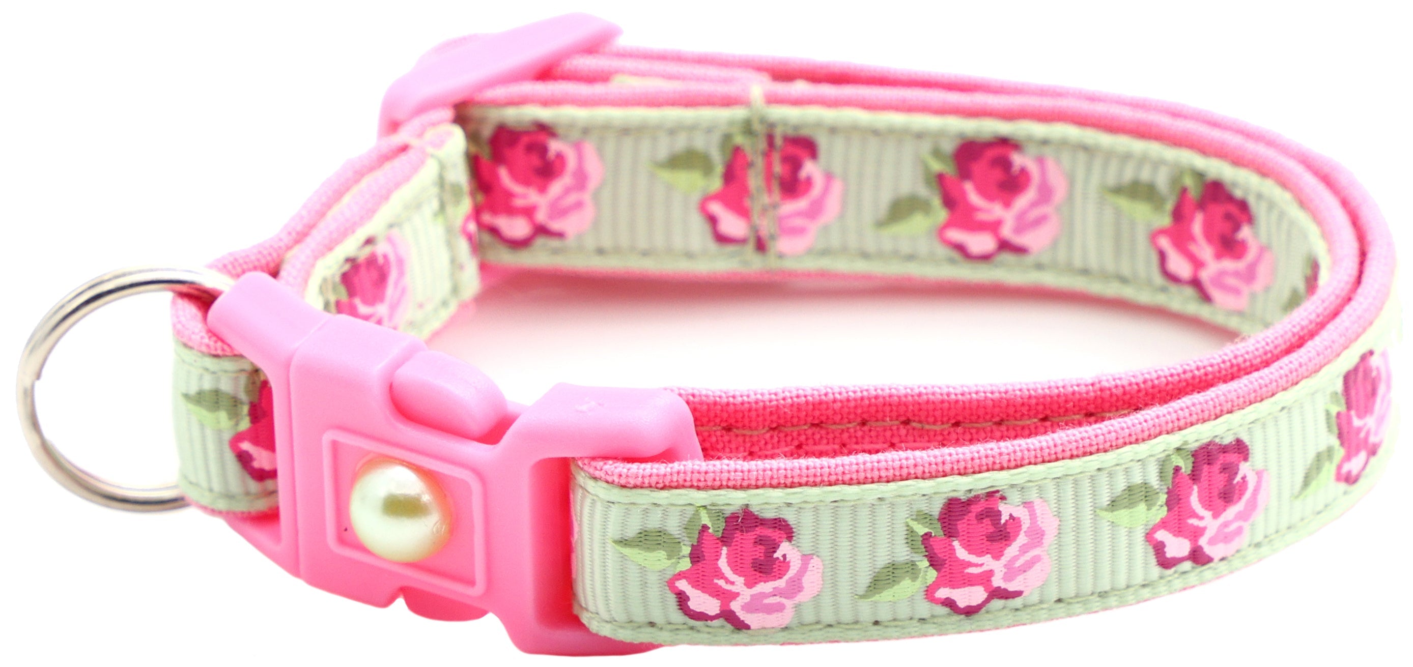Pink Tea Party Roses Breakaway Cat Collar-26