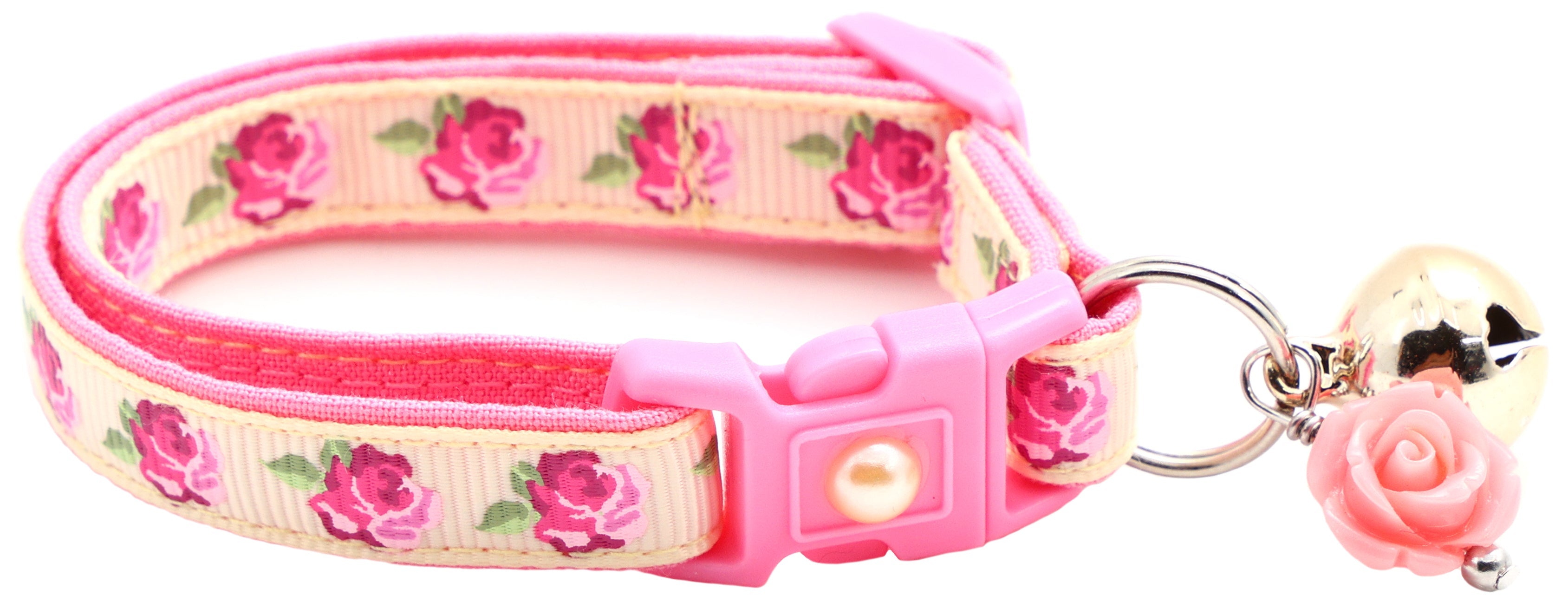 Pink Tea Party Roses Breakaway Cat Collar-20