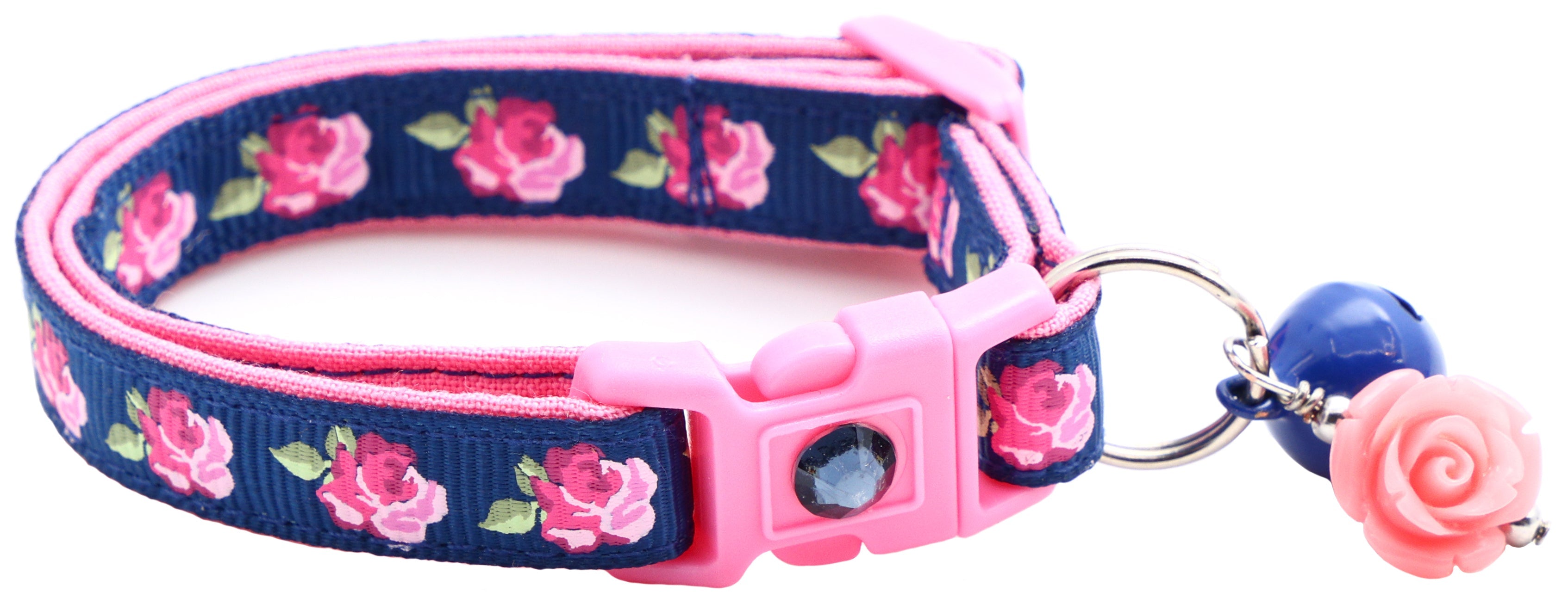 Pink Tea Party Roses Breakaway Cat Collar-21