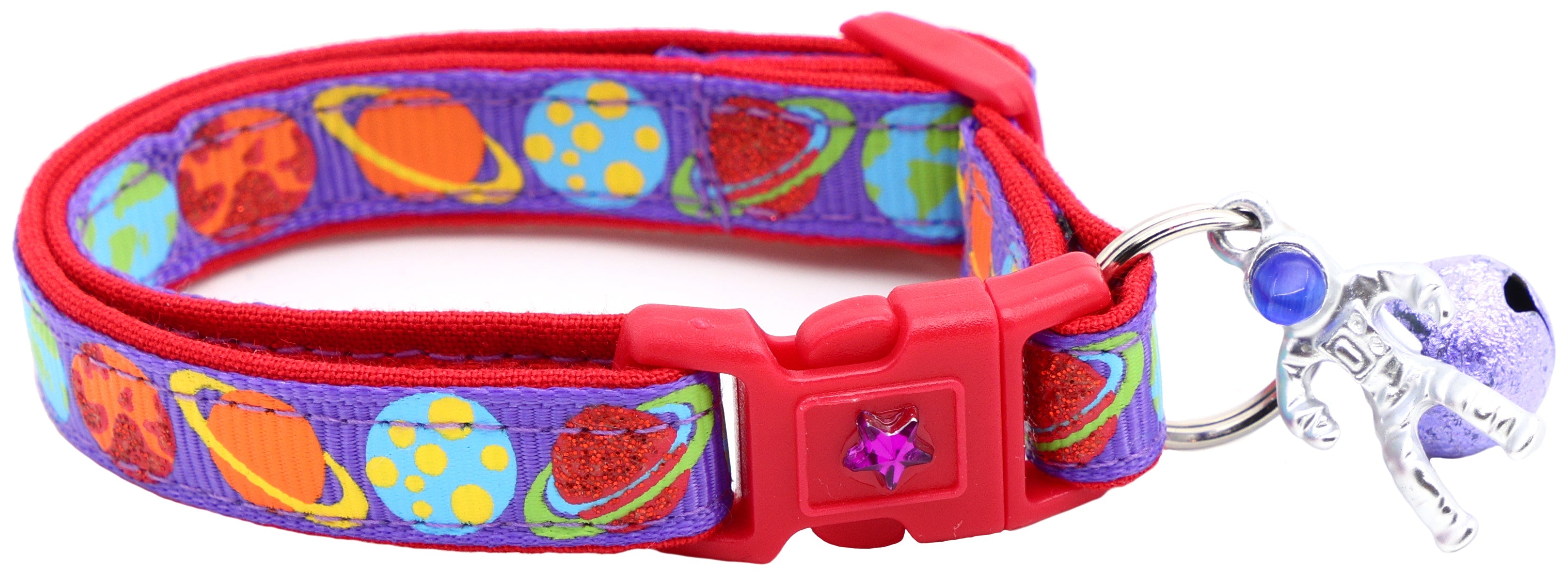 Planets on Purple Cat Collar-0