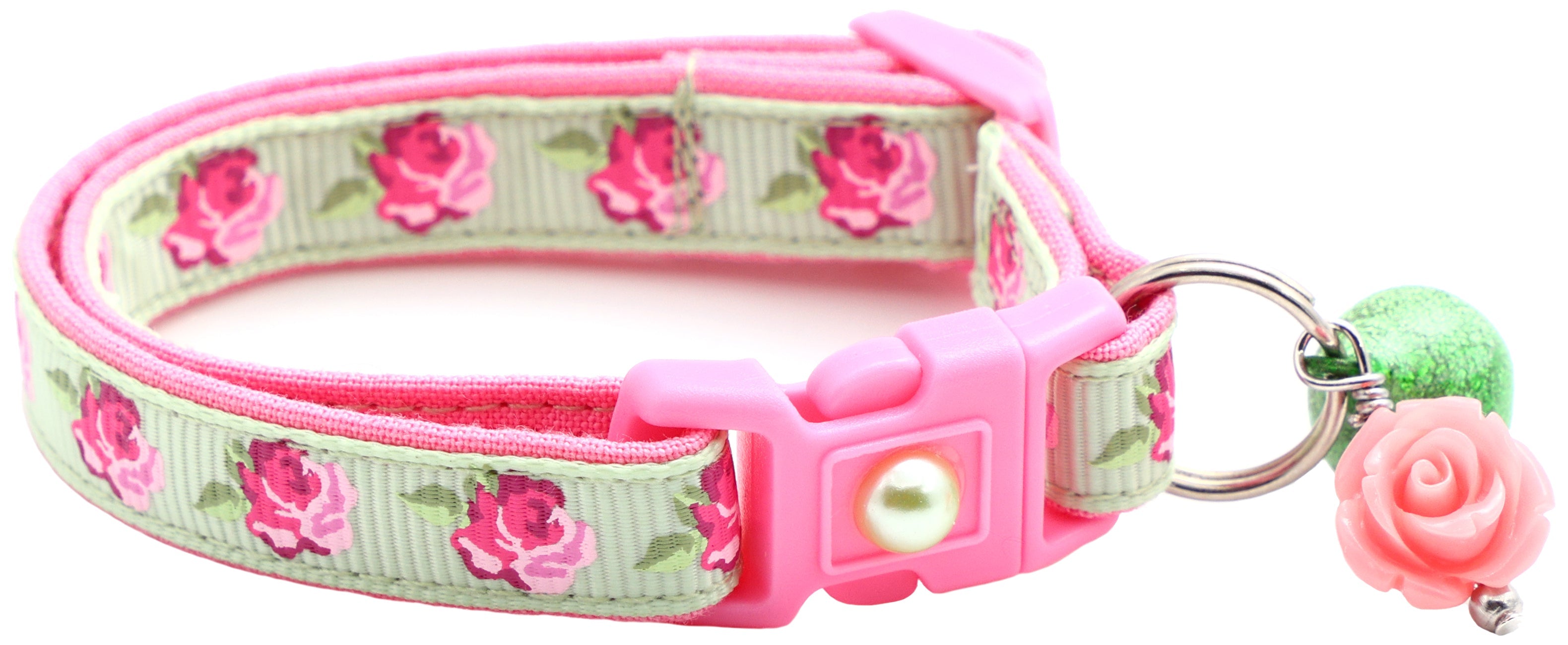 Pink Tea Party Roses Breakaway Cat Collar-19