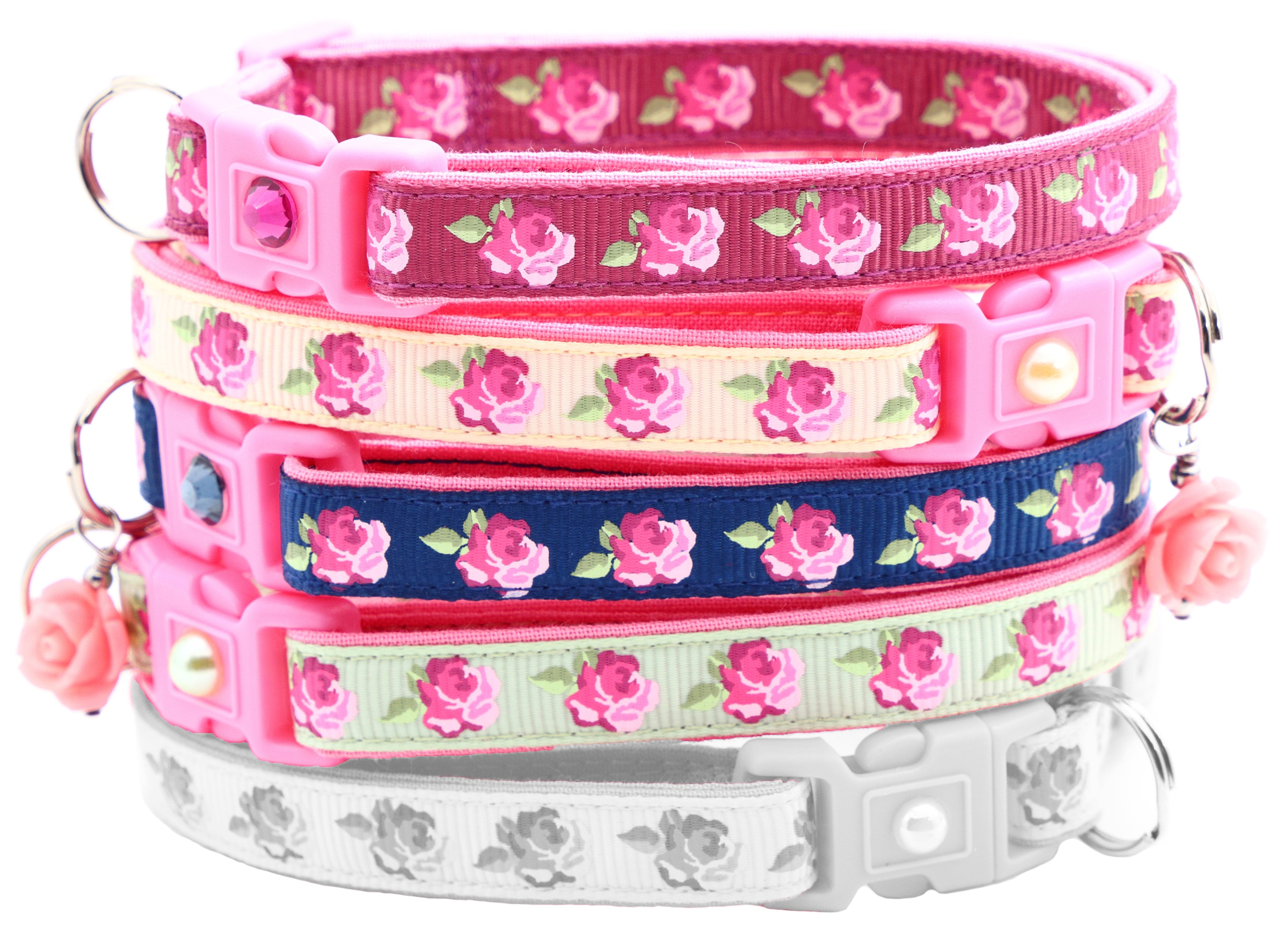 Pink Tea Party Roses Breakaway Cat Collar-0