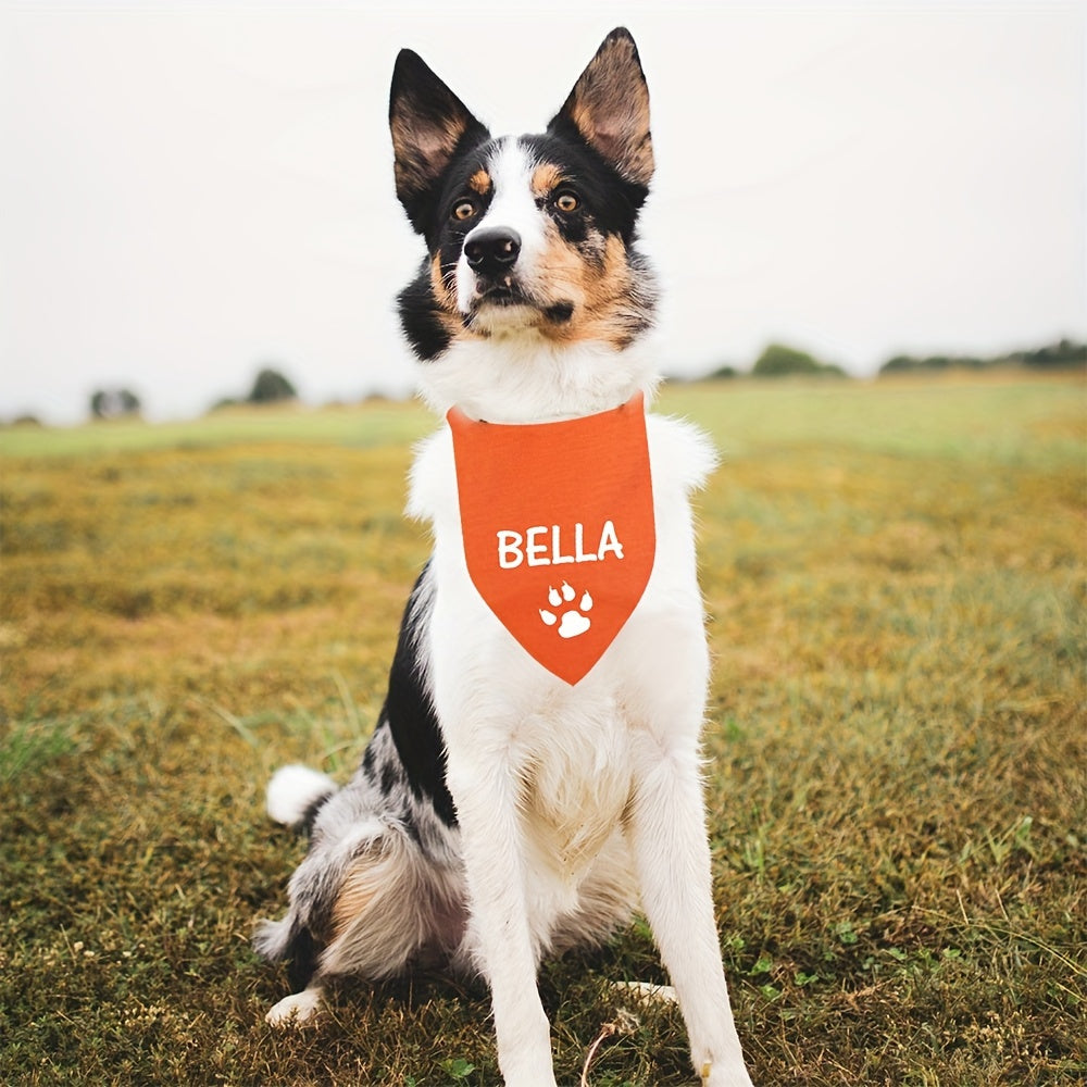 12 Colors Personalized Dog Scarf - Custom Triangle Pet Bib Towel with Paw Pattern, Adjustable Cat Accessories