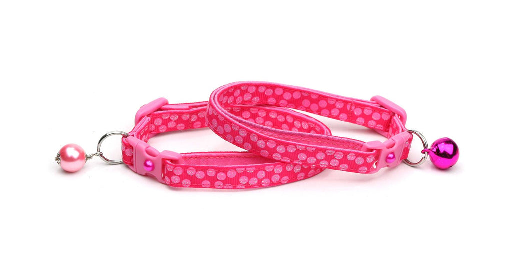 Pink Dots on Bright Pink Cat Collar-4