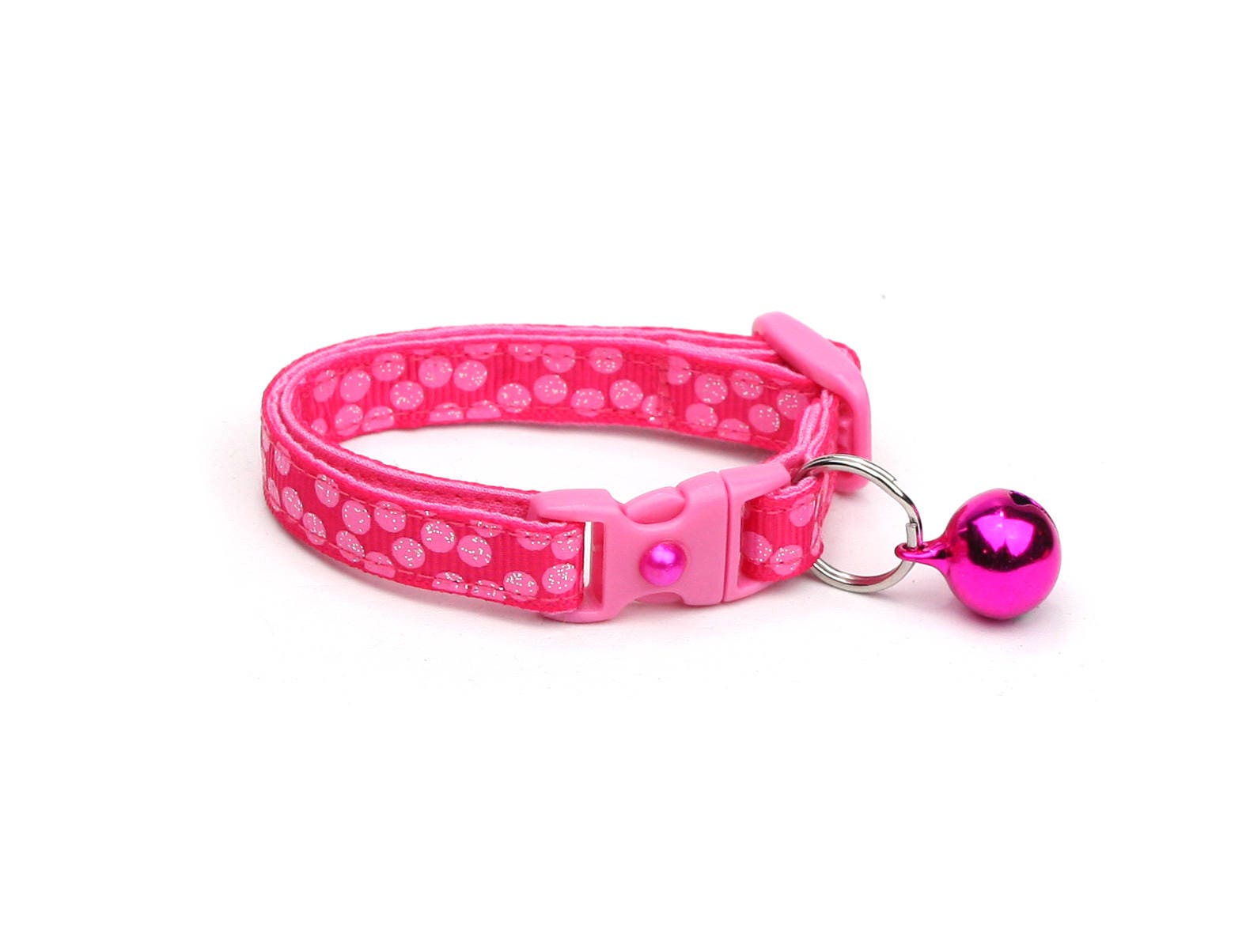 Pink Dots on Bright Pink Cat Collar-0