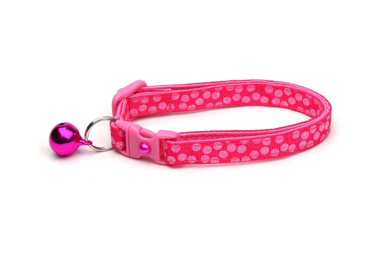 Pink Dots on Bright Pink Cat Collar-3