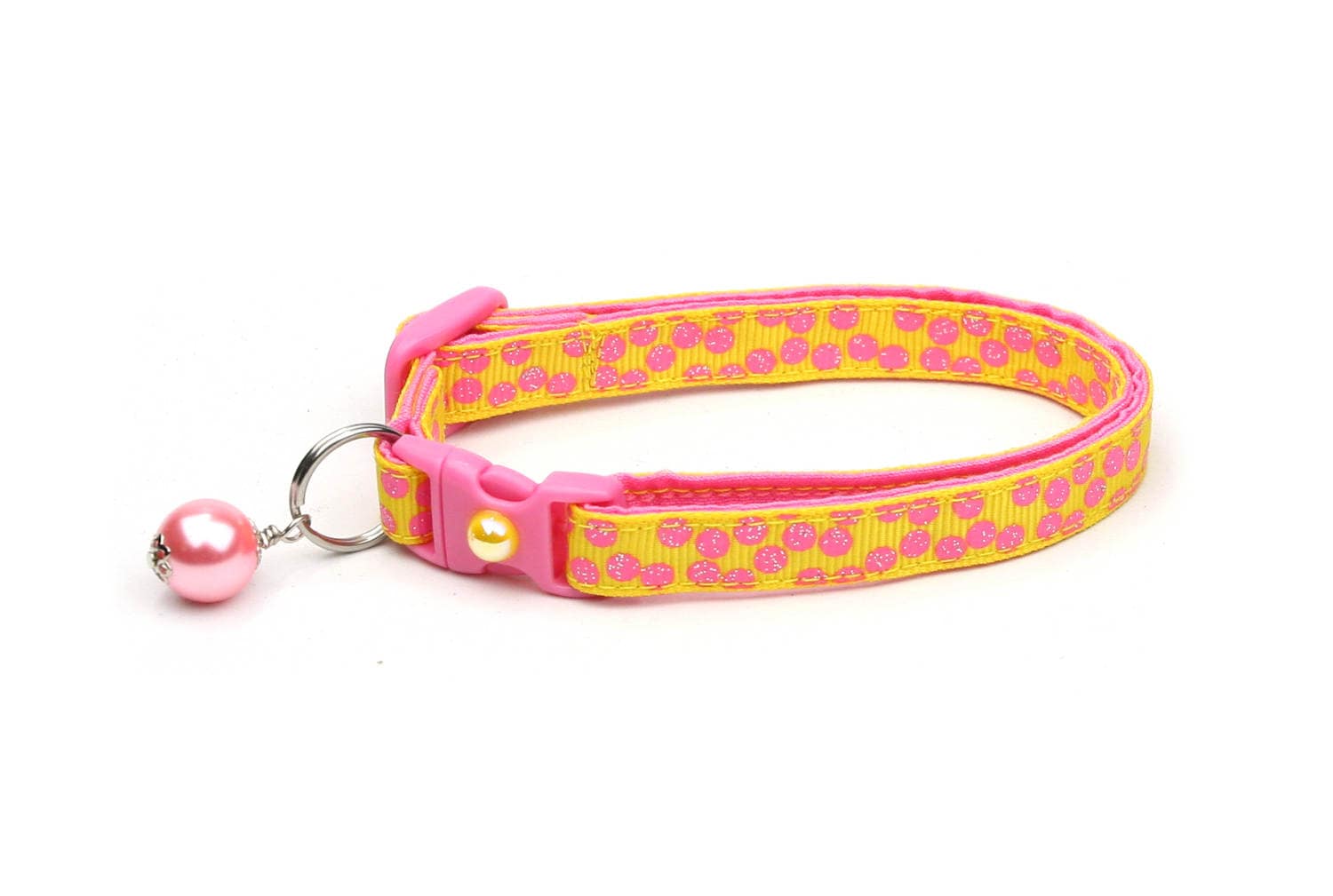Pink Dots on Yellow Cat Collar-3