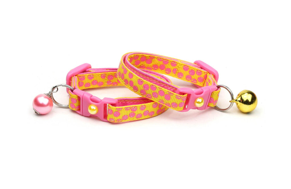 Pink Dots on Yellow Cat Collar-4