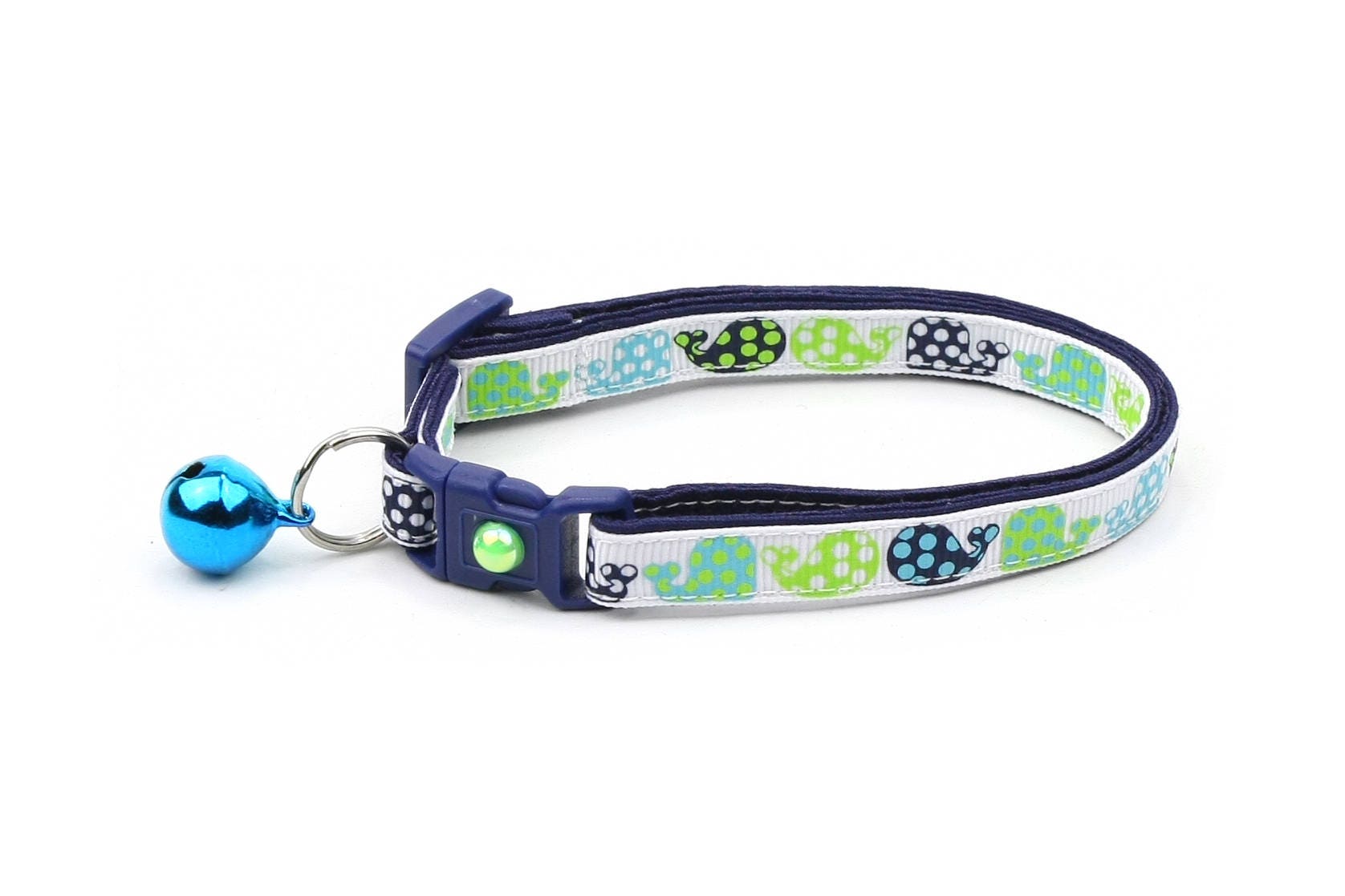 Polka Dot Whales Cat Collar-2