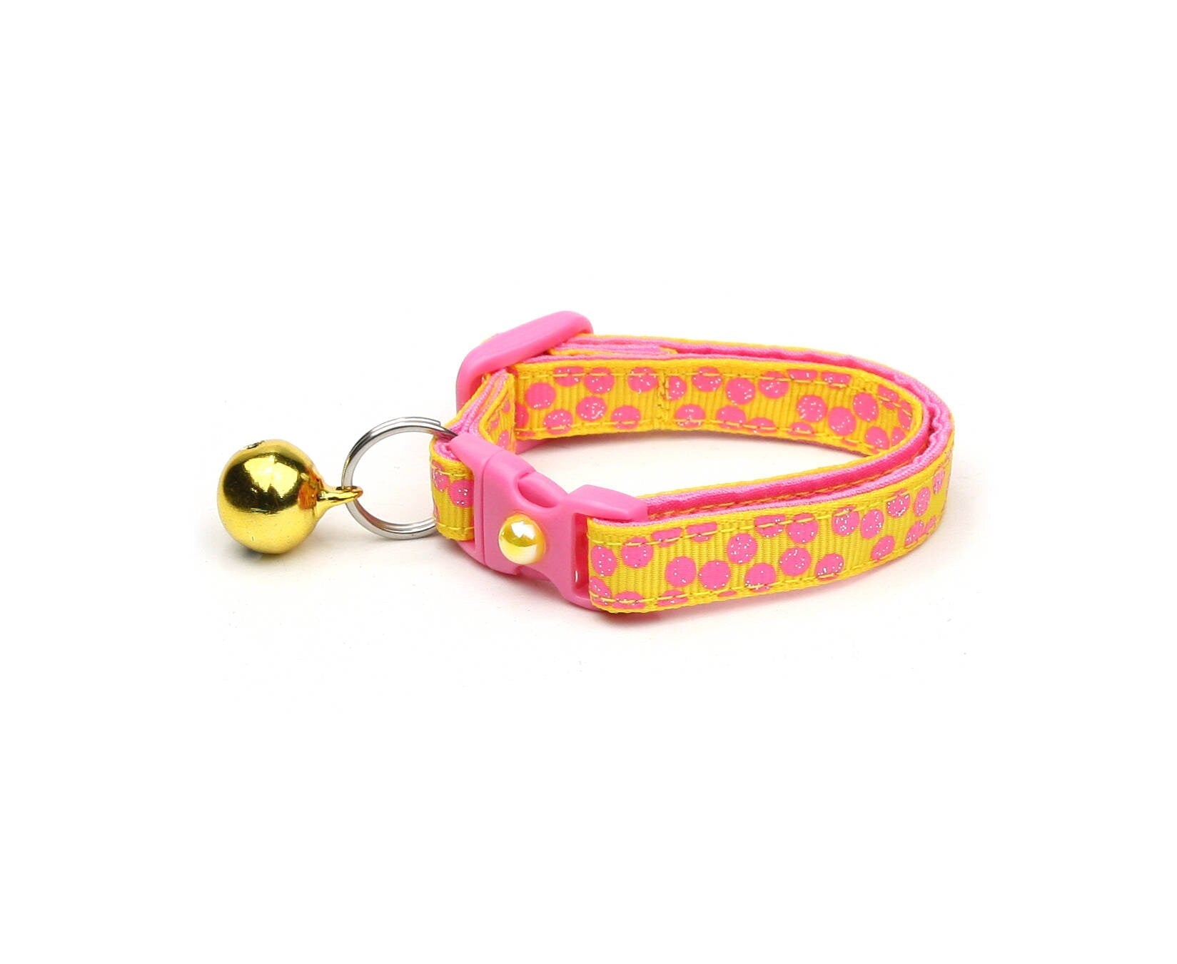 Pink Dots on Yellow Cat Collar-0