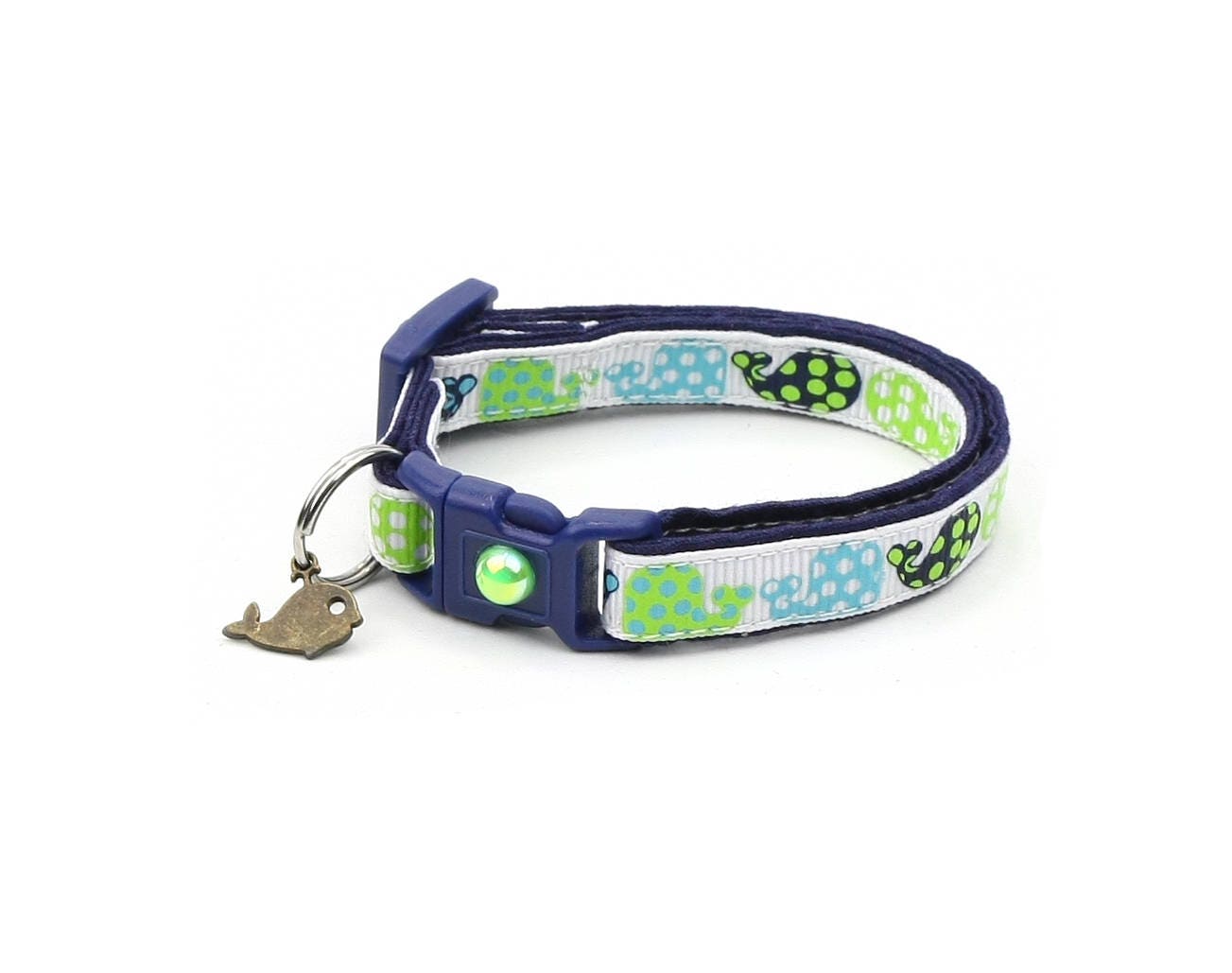 Polka Dot Whales Cat Collar-1