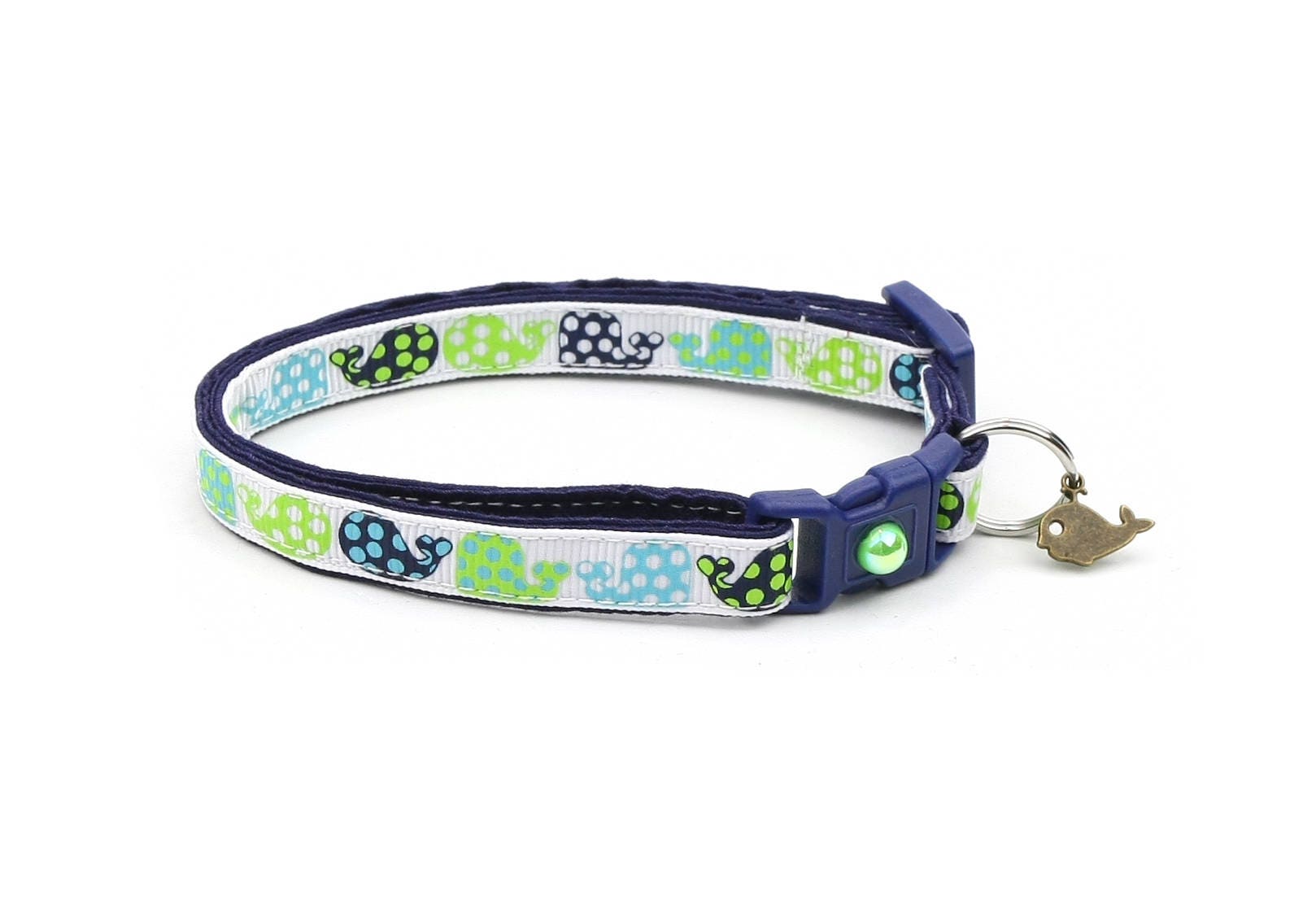 Polka Dot Whales Cat Collar-3