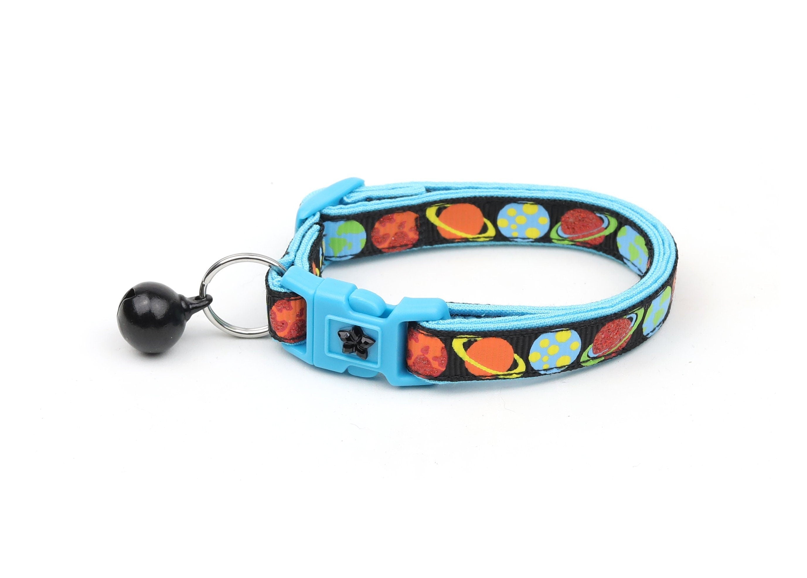 Planets on Black Cat Collar-0
