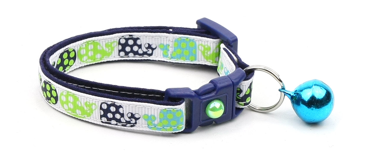 Polka Dot Whales Cat Collar-0